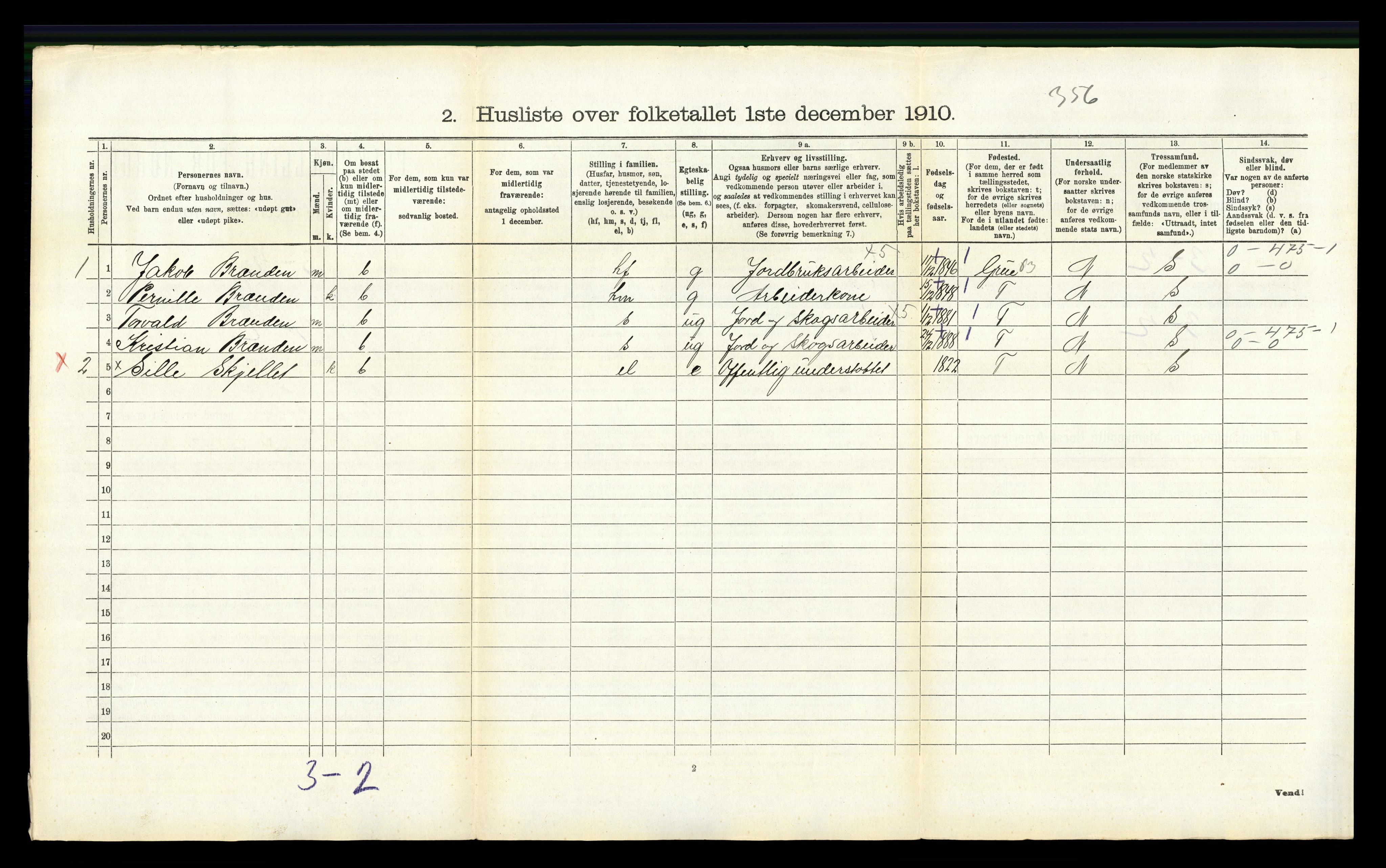 RA, 1910 census for Våler, 1910, p. 174