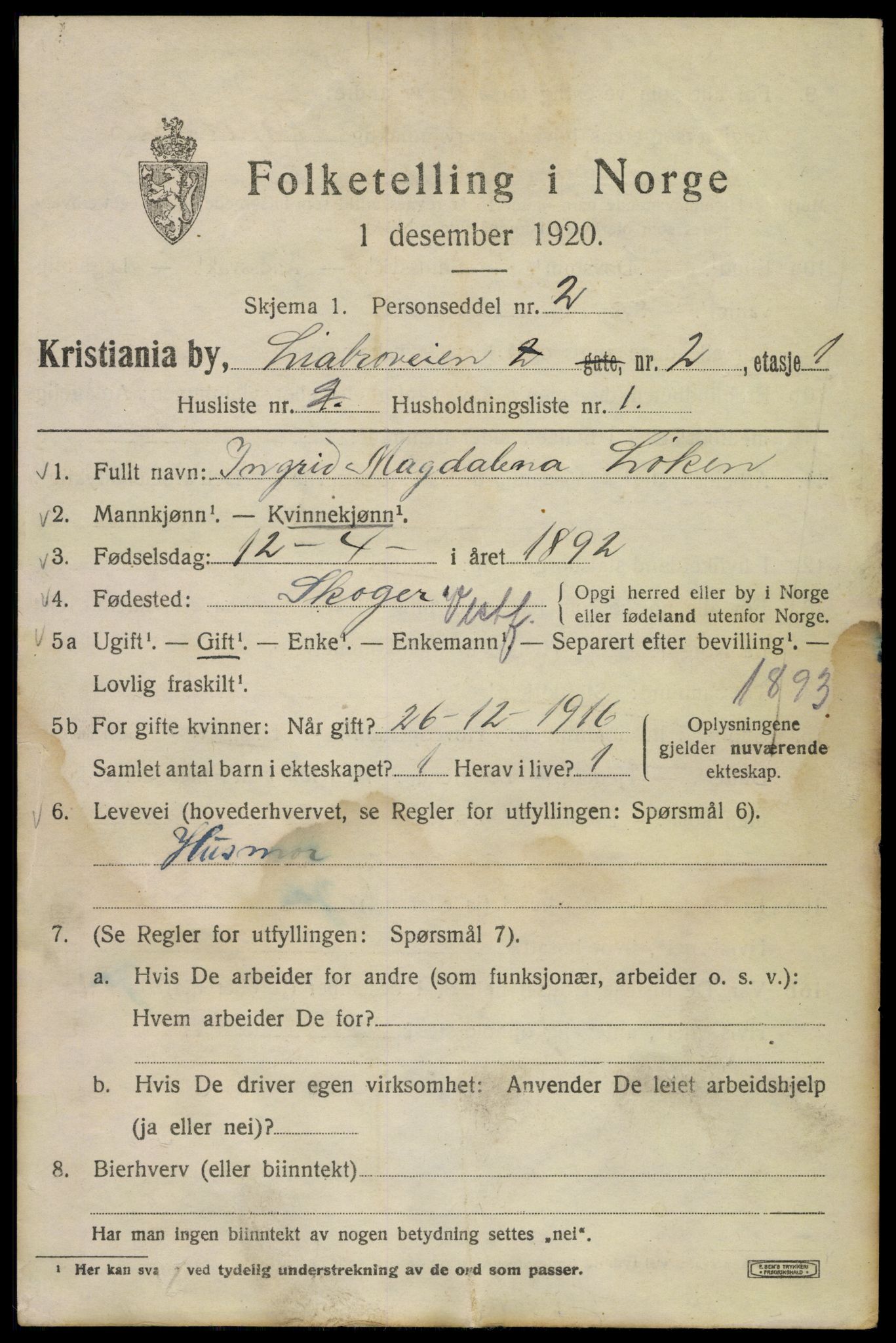 SAO, 1920 census for Kristiania, 1920, p. 362973