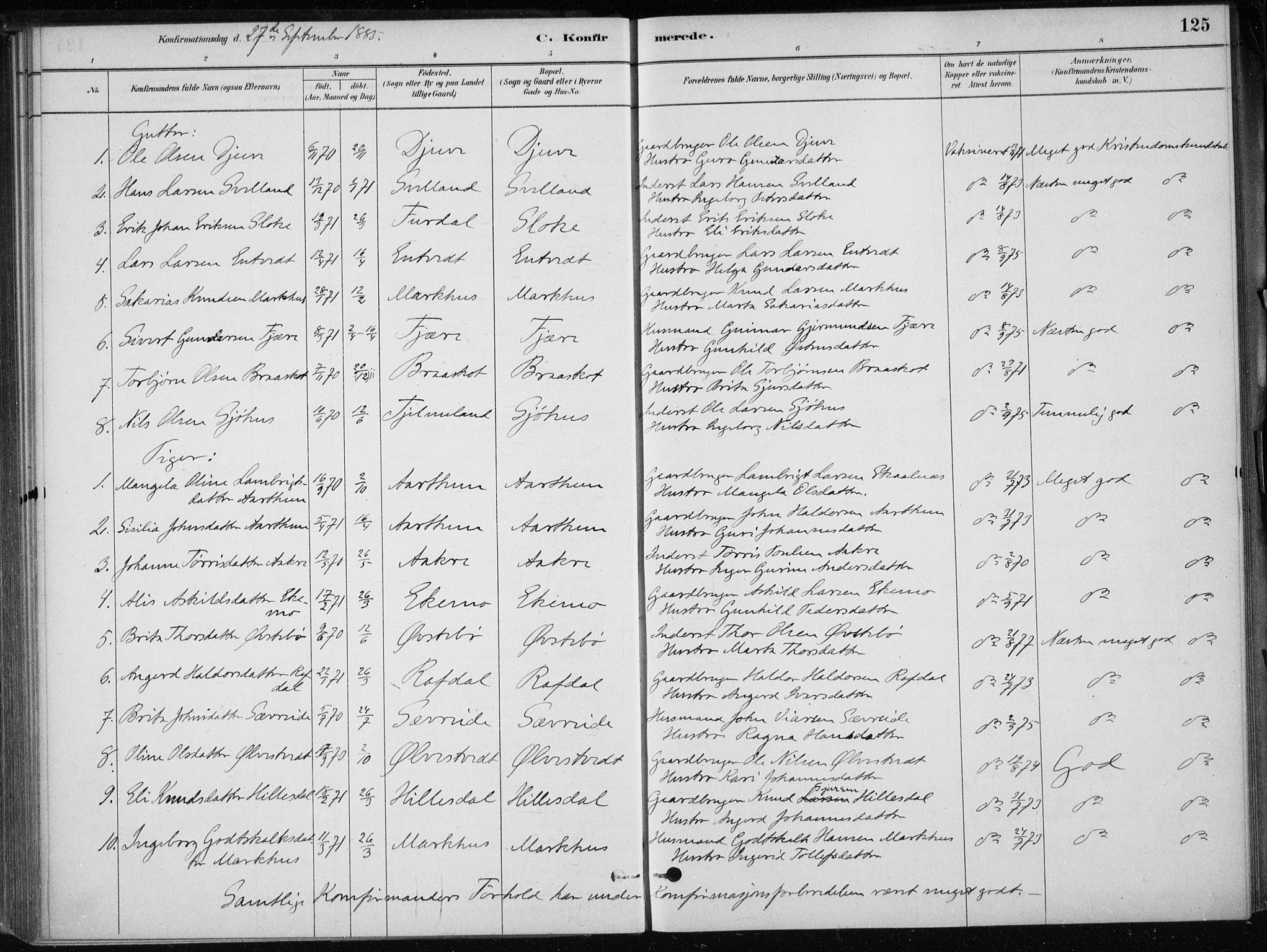 Skånevik sokneprestembete, SAB/A-77801/H/Haa: Parish register (official) no. E  1, 1879-1901, p. 125