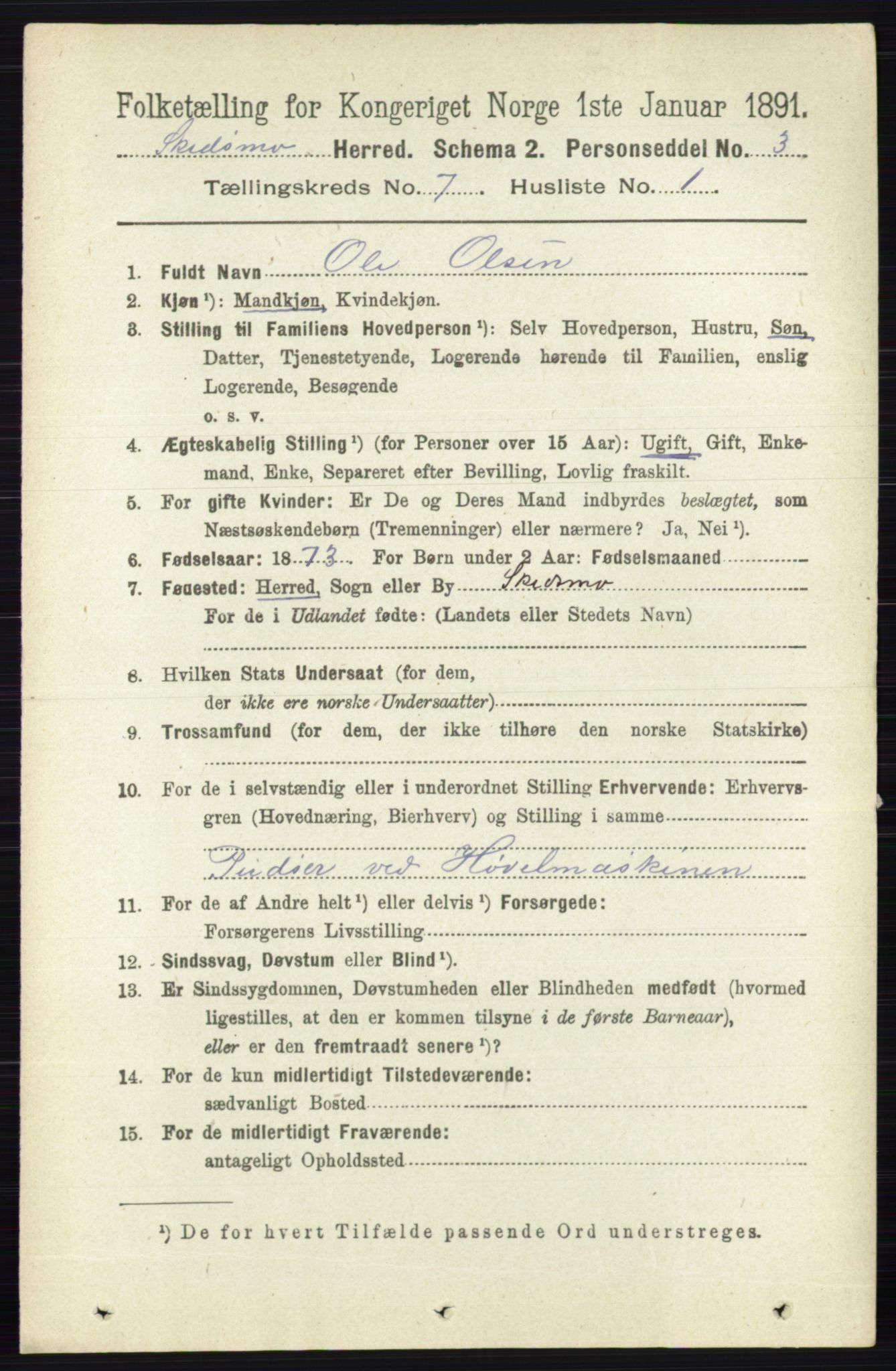 RA, 1891 census for 0231 Skedsmo, 1891, p. 3338