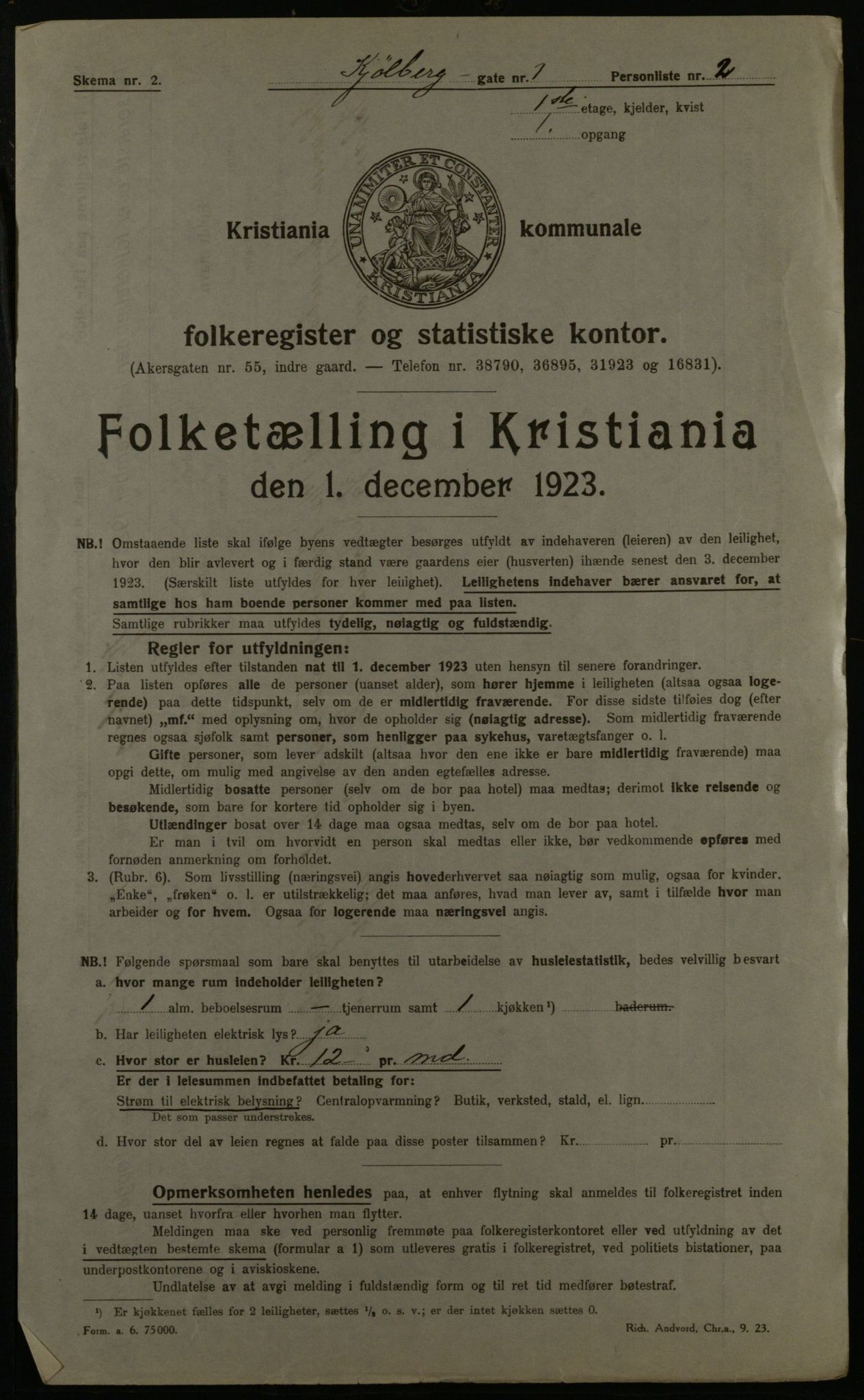 OBA, Municipal Census 1923 for Kristiania, 1923, p. 57858