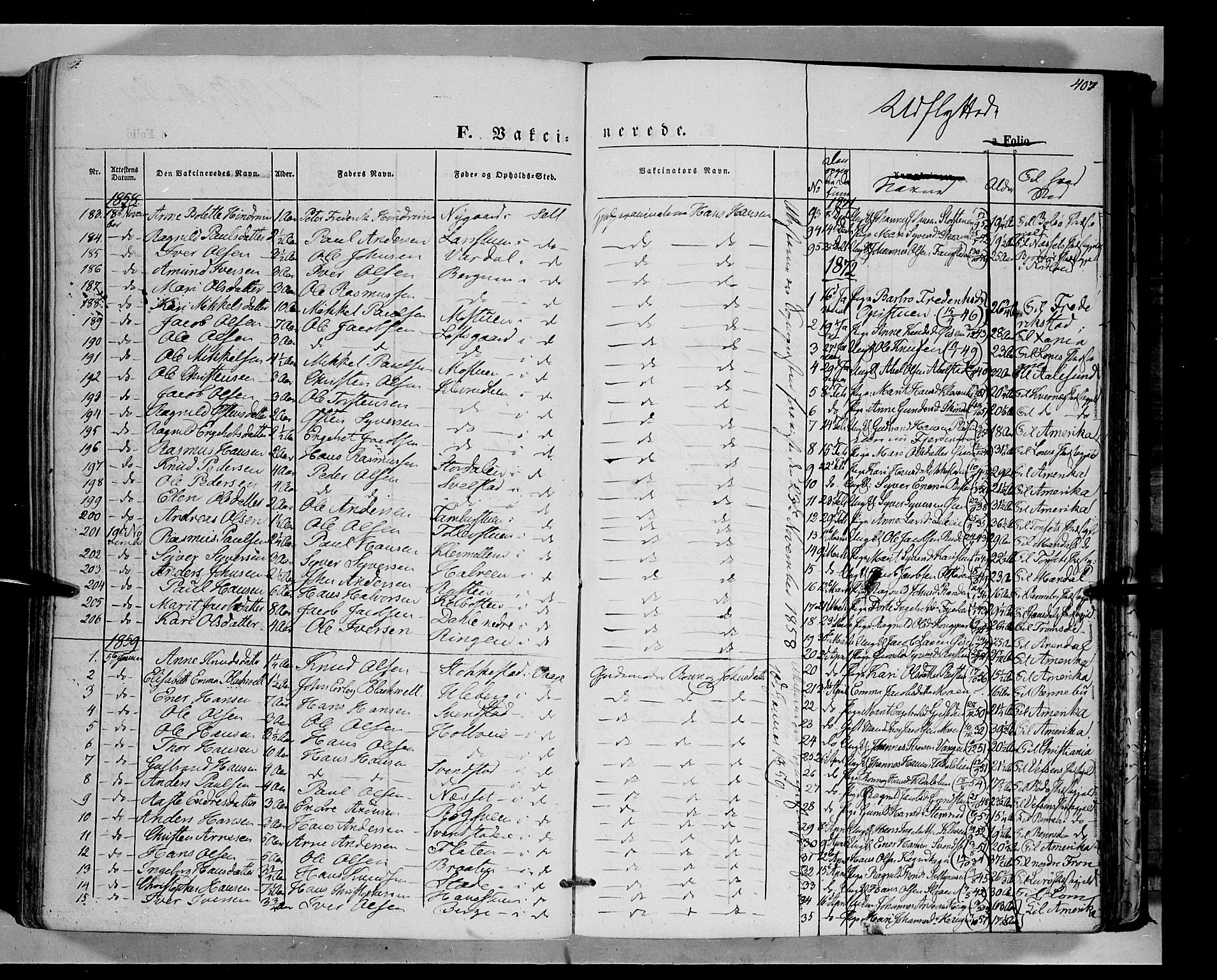 Vågå prestekontor, SAH/PREST-076/H/Ha/Haa/L0006: Parish register (official) no. 6 /1, 1856-1872, p. 407
