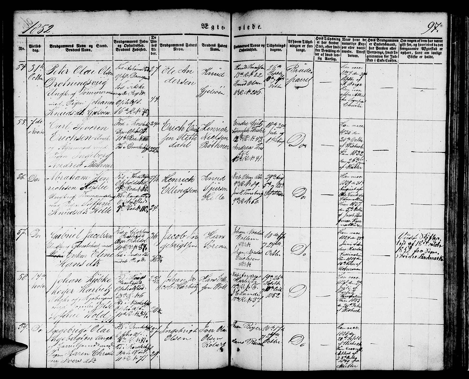 Domkirken sokneprestembete, AV/SAB-A-74801/H/Hab/L0029: Parish register (copy) no. D 1, 1839-1857, p. 97