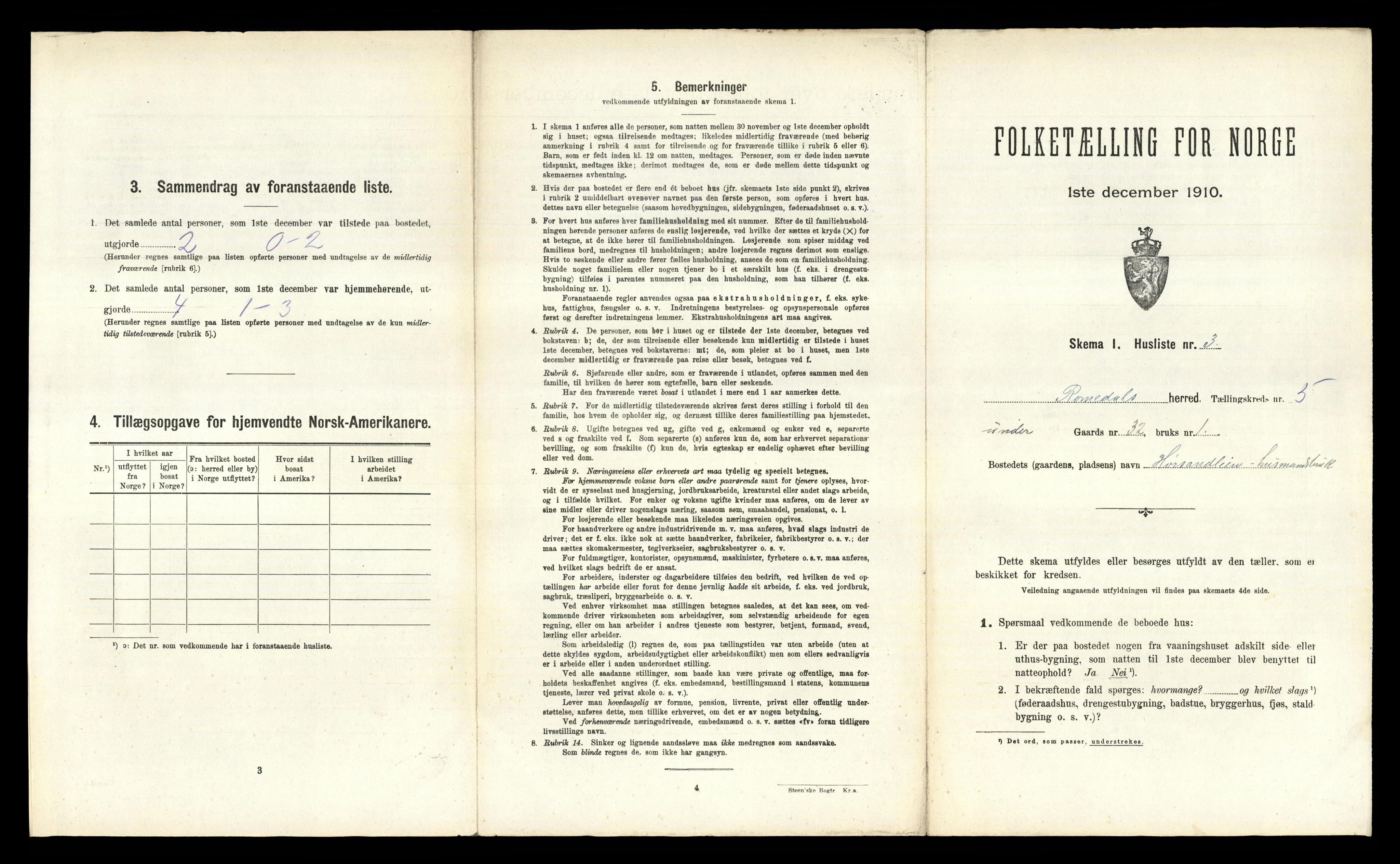 RA, 1910 census for Romedal, 1910, p. 951