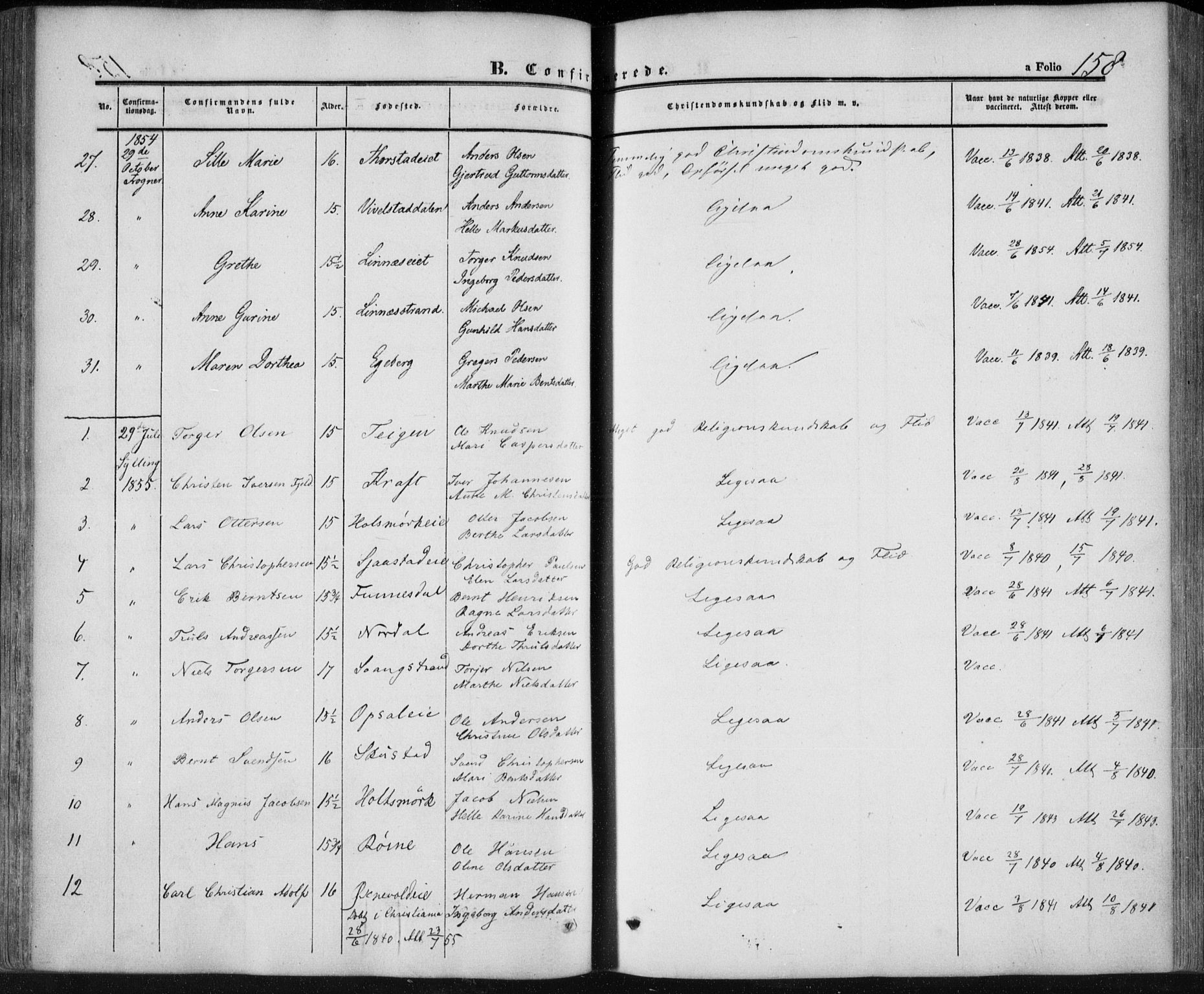 Lier kirkebøker, SAKO/A-230/F/Fa/L0012: Parish register (official) no. I 12, 1854-1864, p. 158