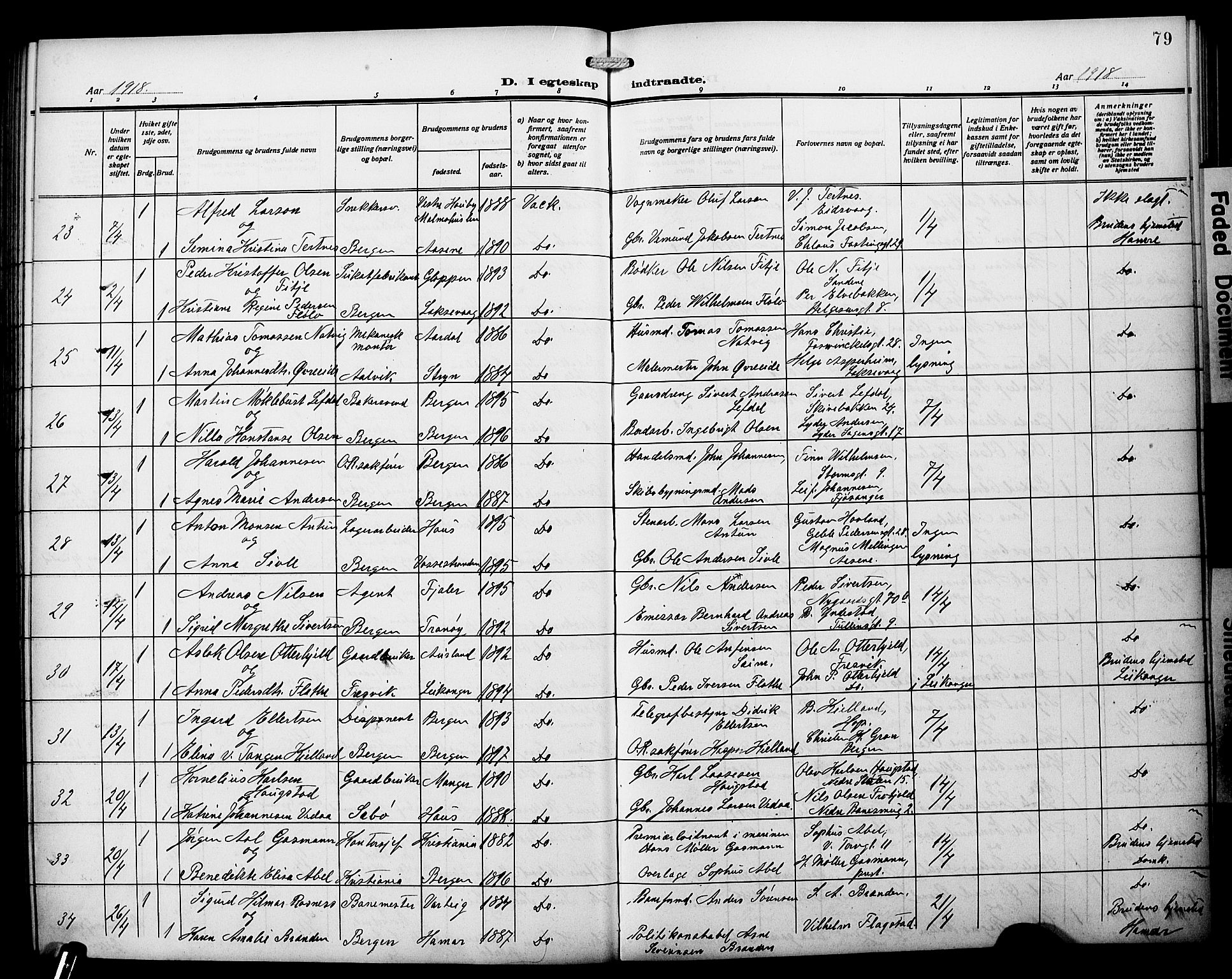 Johanneskirken sokneprestembete, AV/SAB-A-76001/H/Hab: Parish register (copy) no. C 2, 1912-1929, p. 79