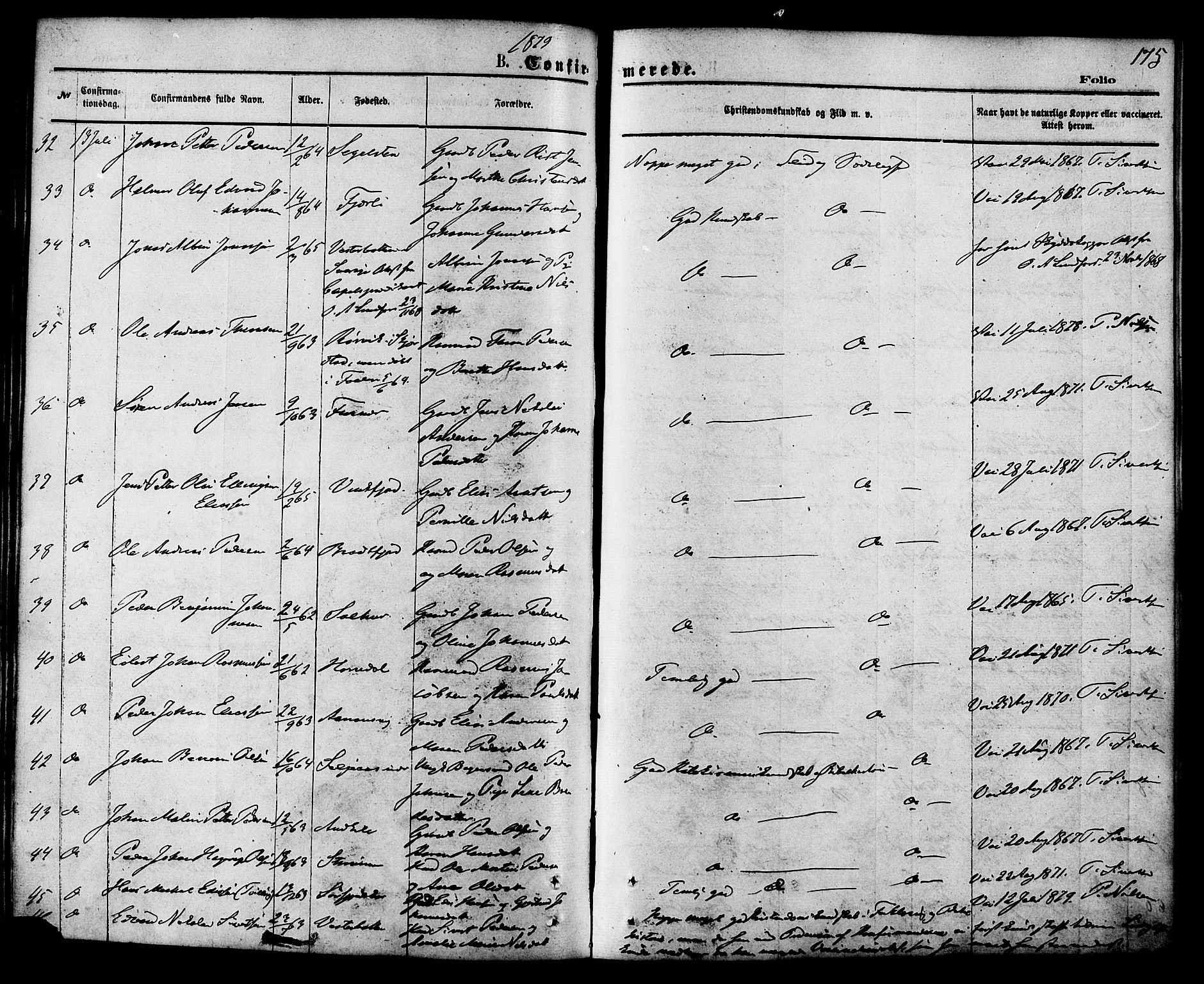 Ministerialprotokoller, klokkerbøker og fødselsregistre - Nordland, SAT/A-1459/853/L0771: Parish register (official) no. 853A10, 1870-1881, p. 175