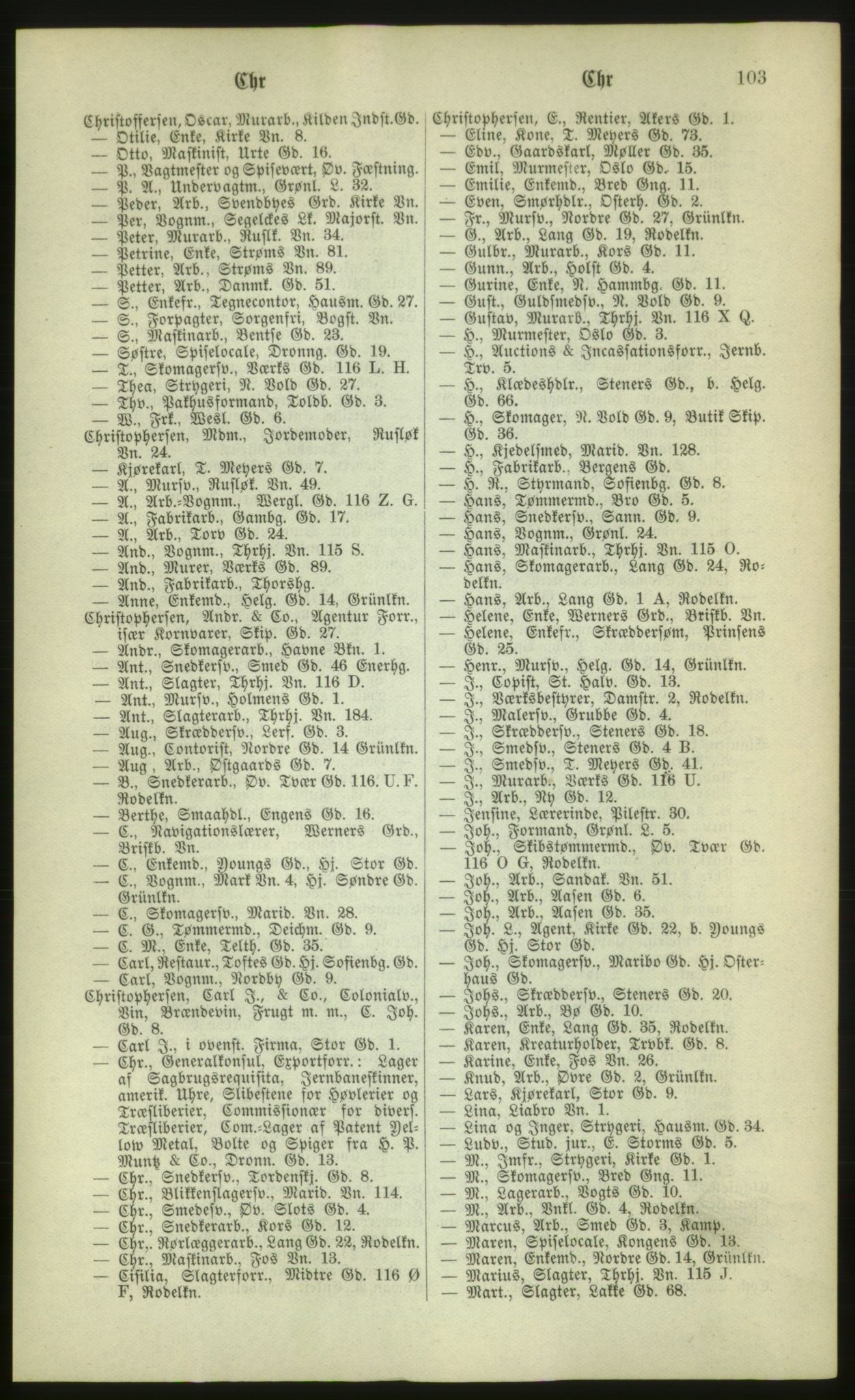 Kristiania/Oslo adressebok, PUBL/-, 1880, p. 103