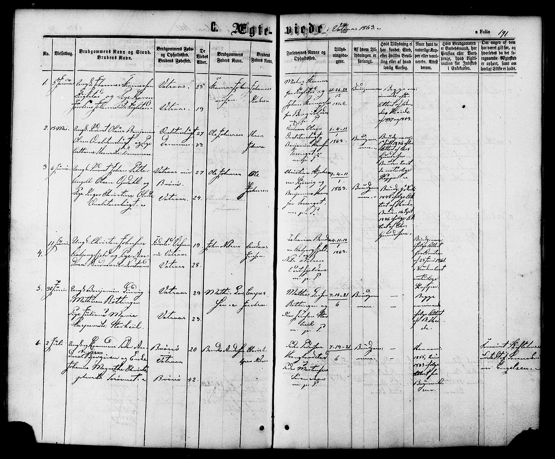 Ministerialprotokoller, klokkerbøker og fødselsregistre - Nordland, AV/SAT-A-1459/810/L0146: Parish register (official) no. 810A08 /1, 1862-1874, p. 191