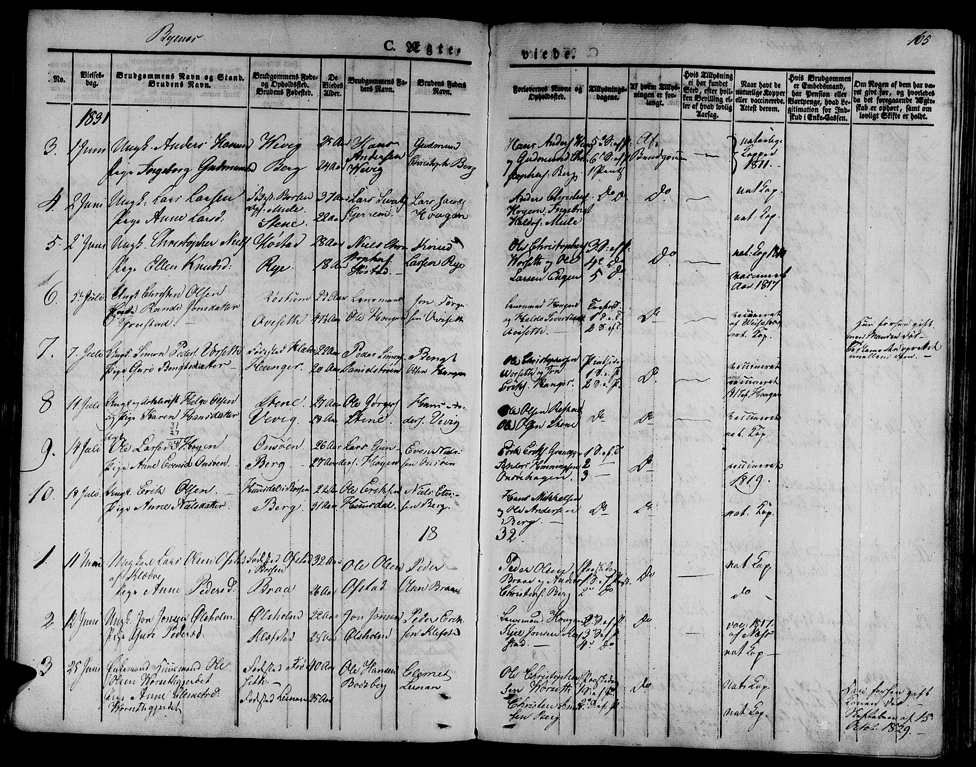 Ministerialprotokoller, klokkerbøker og fødselsregistre - Sør-Trøndelag, SAT/A-1456/612/L0374: Parish register (official) no. 612A07 /1, 1829-1845, p. 165