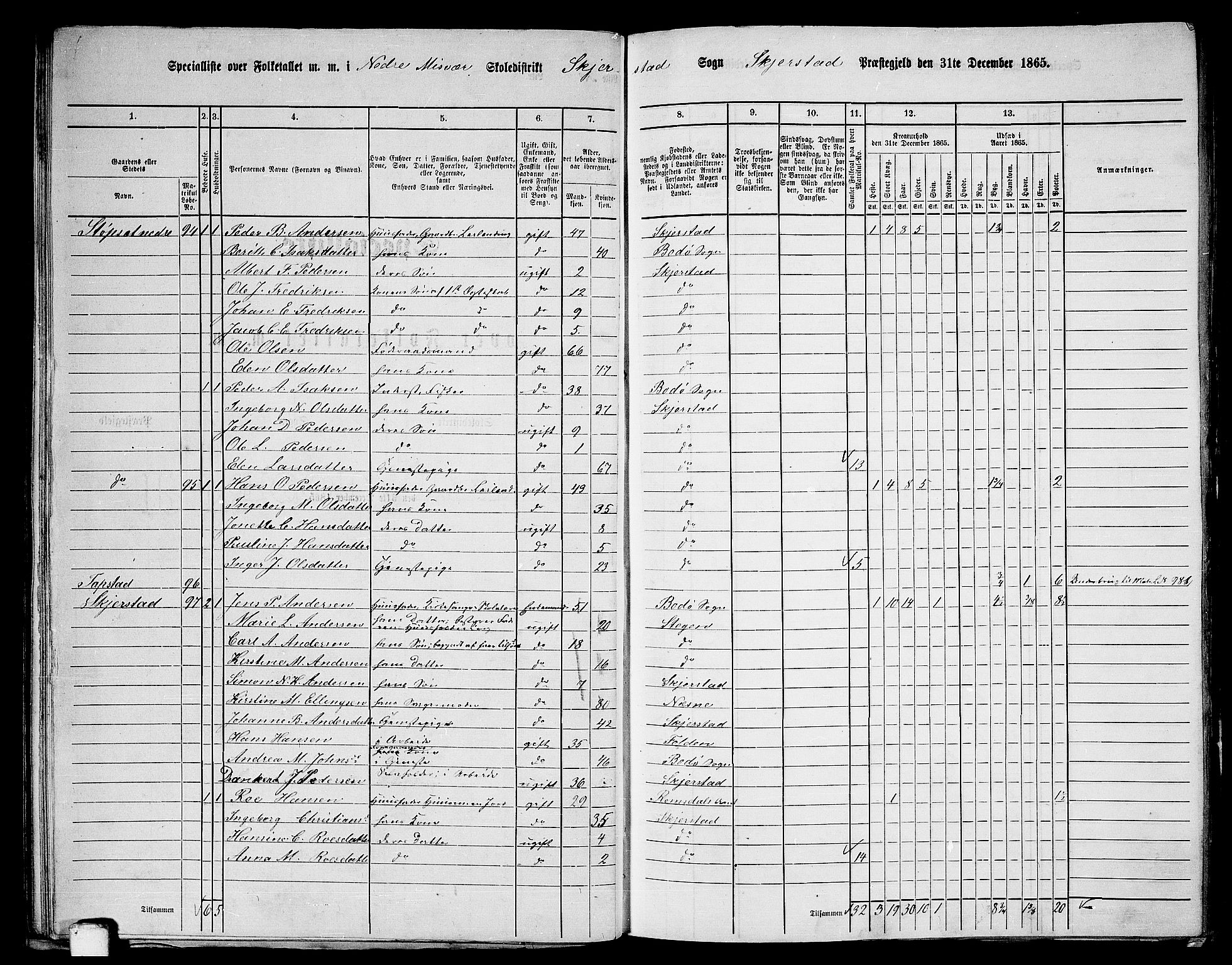 RA, 1865 census for Skjerstad, 1865, p. 50