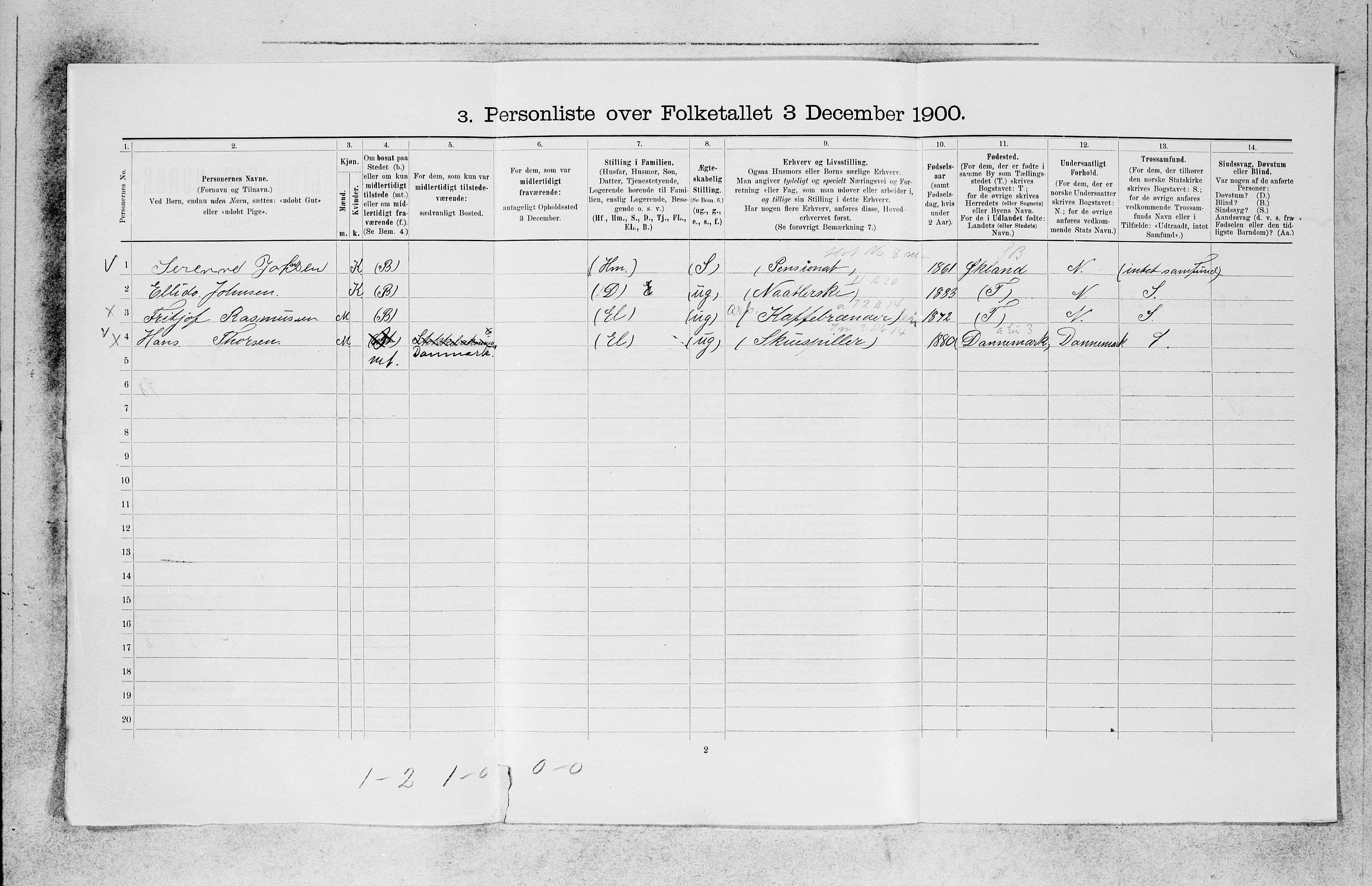 SAB, 1900 census for Bergen, 1900, p. 20722