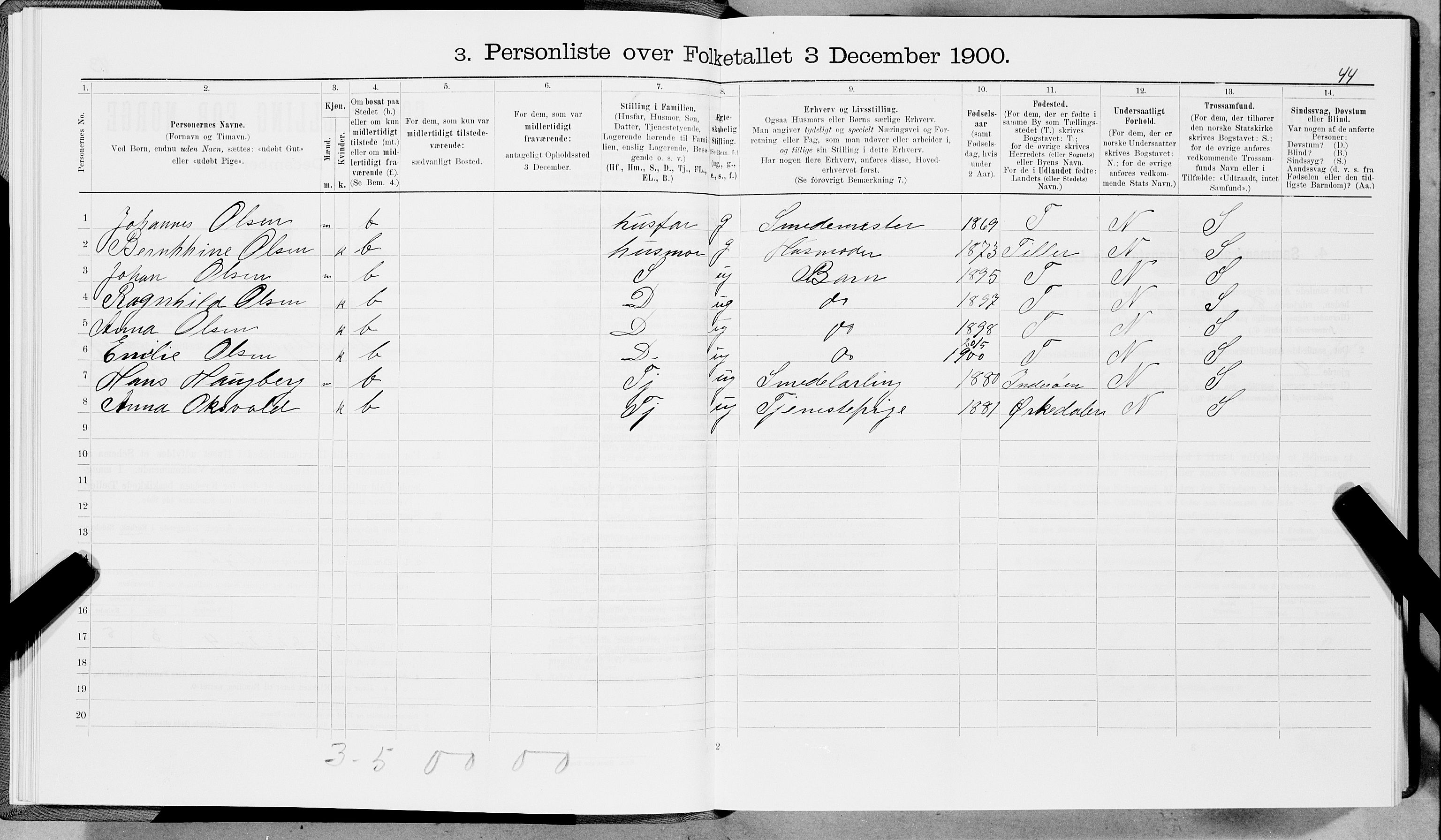 SAT, 1900 census for Trondheim, 1900, p. 14473