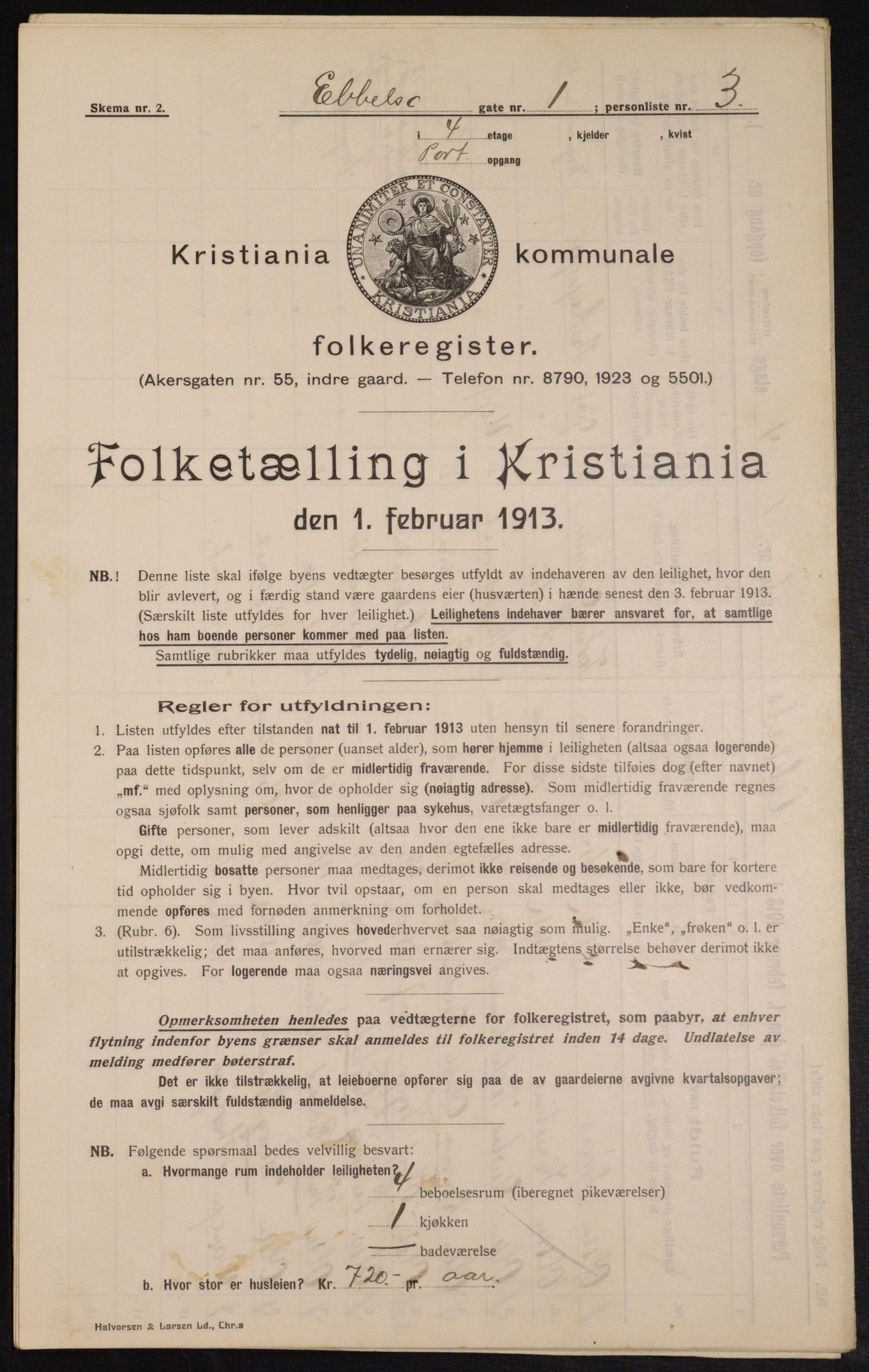 OBA, Municipal Census 1913 for Kristiania, 1913, p. 18108