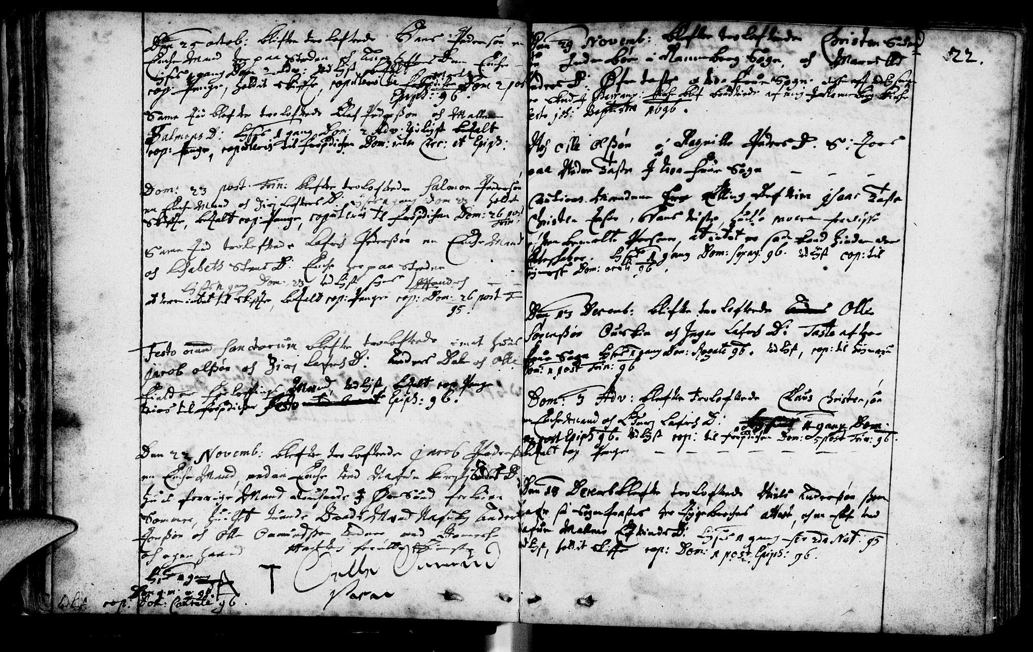 Domkirken sokneprestkontor, SAST/A-101812/001/30/30BA/L0001: Parish register (official) no. A 1 /1, 1688-1727, p. 22