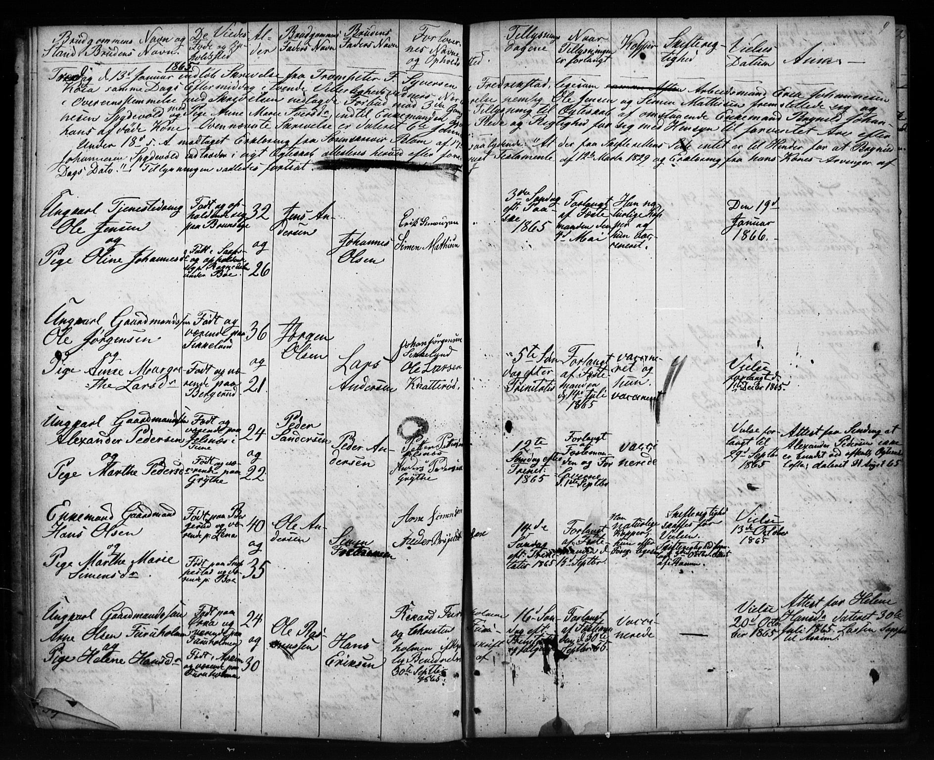 Varteig prestekontor Kirkebøker, SAO/A-10447a/H/Ha/L0001: Banns register no. 1, 1861-1916, p. 9