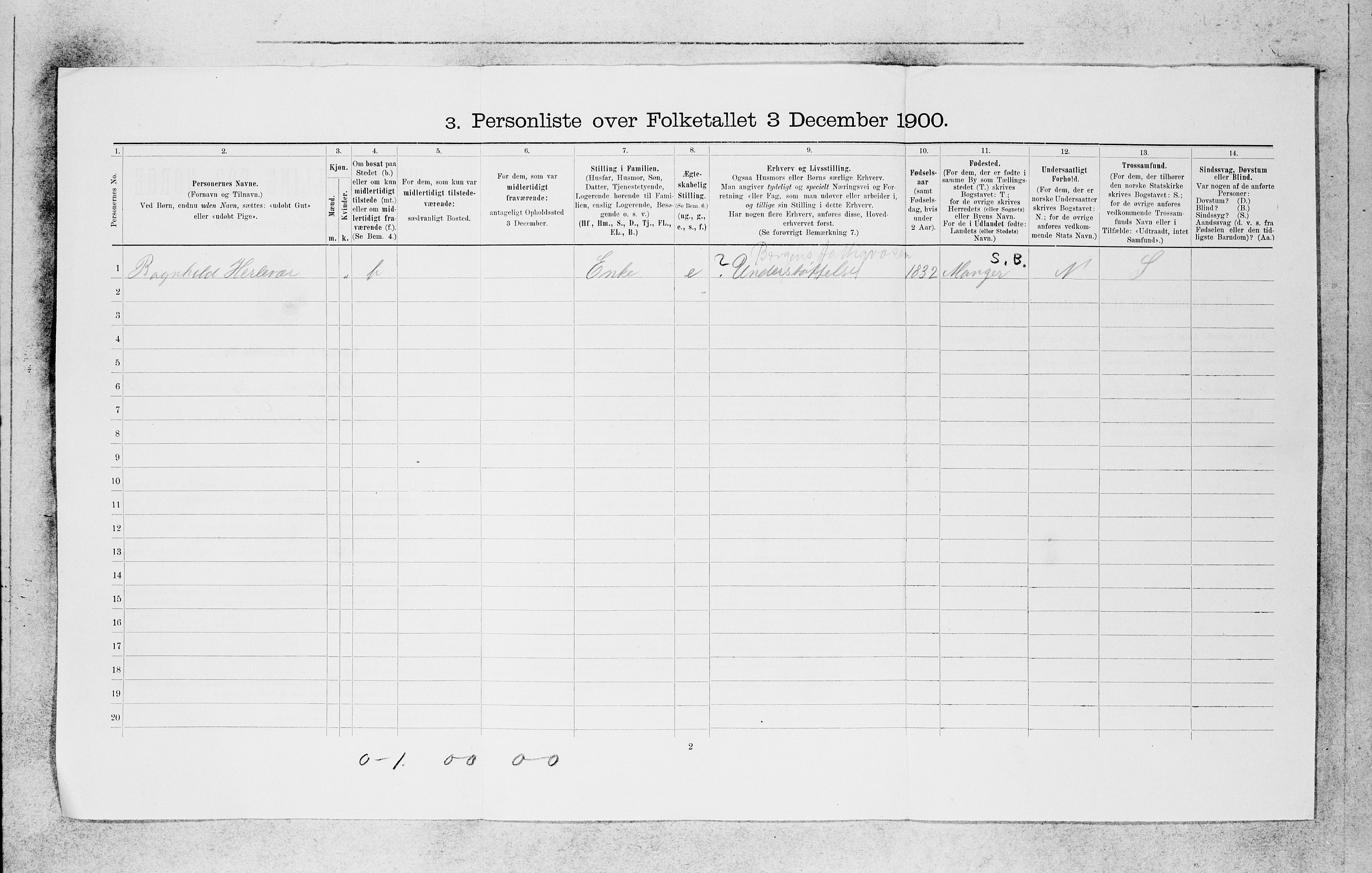 SAB, 1900 census for Bergen, 1900, p. 16659