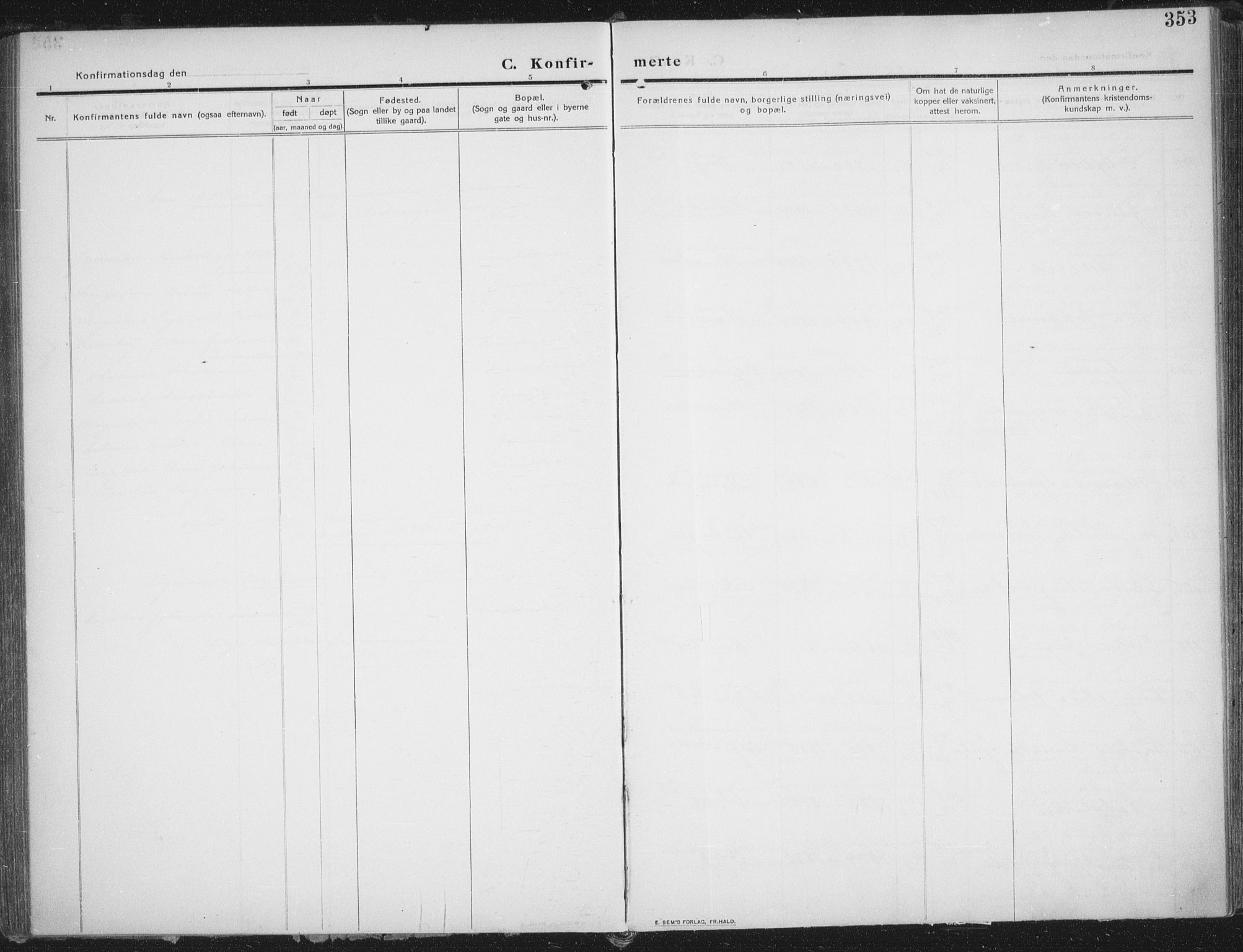 Trondenes sokneprestkontor, SATØ/S-1319/H/Ha/L0018kirke: Parish register (official) no. 18, 1909-1918, p. 353