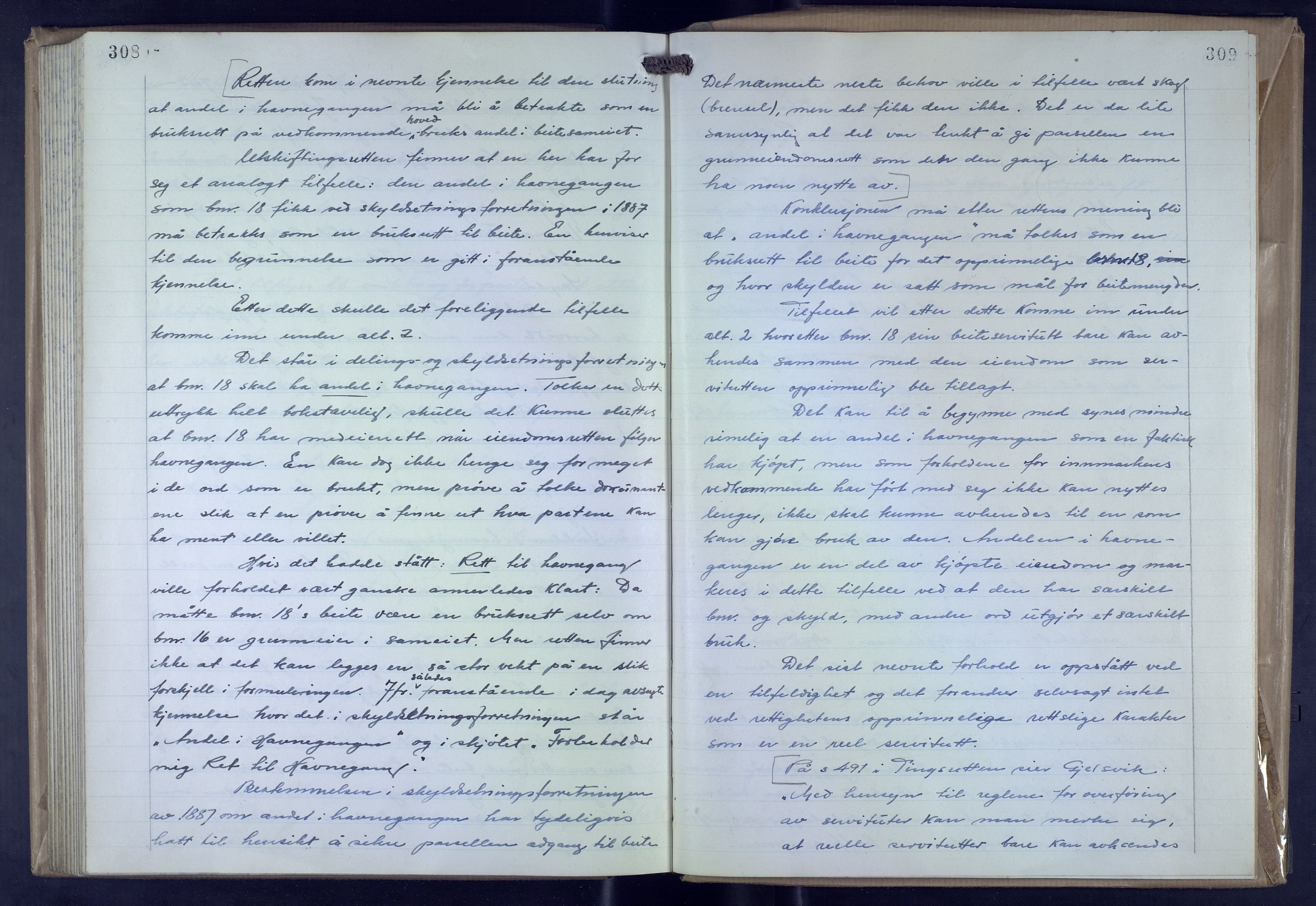 Hordaland jordskiftedøme - VII Indre Sunnhordland jordskiftedistrikt, AV/SAB-A-7401/A/Aa/L0025: Forhandlingsprotokoll, 1946-1952, p. 308-309