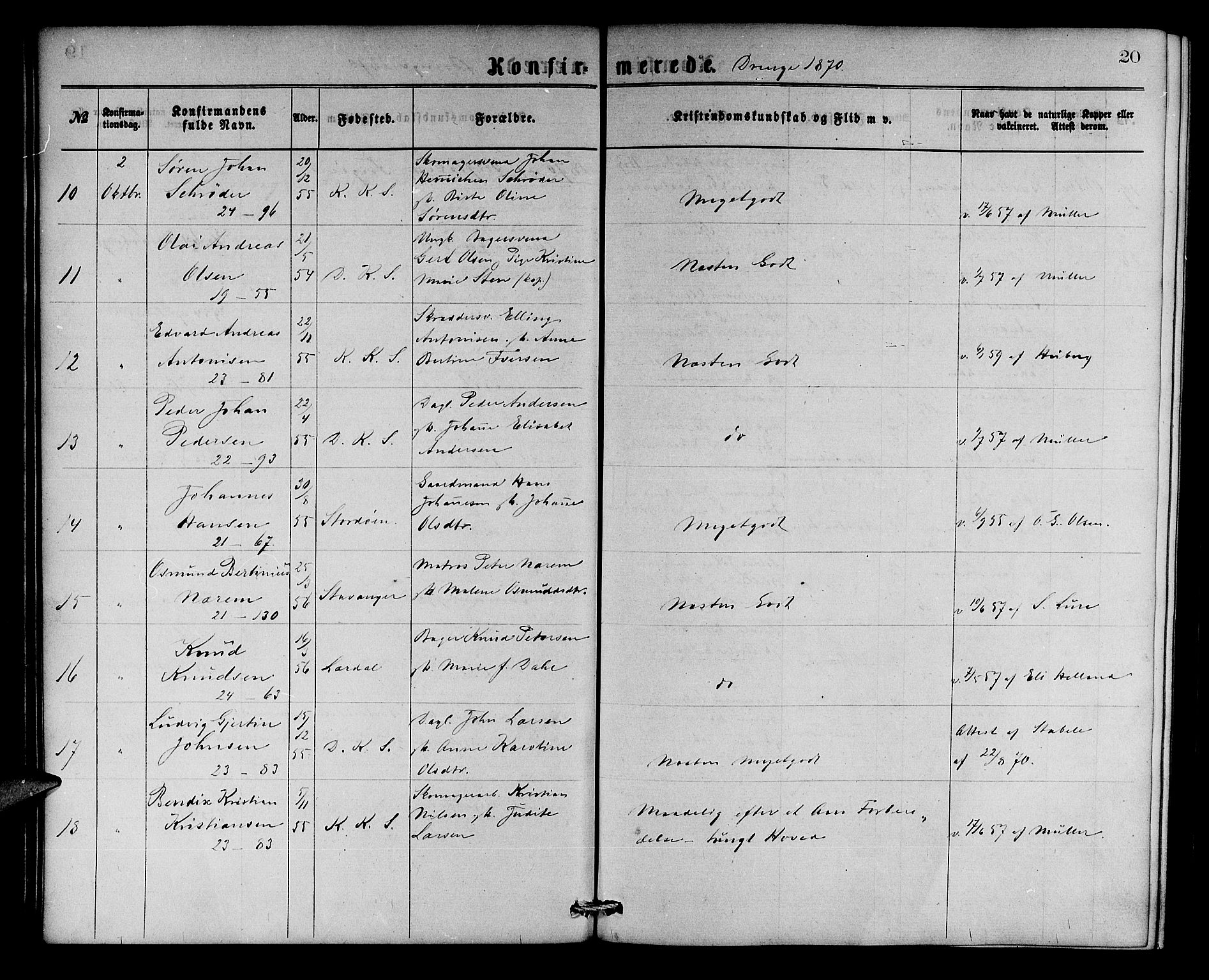 Korskirken sokneprestembete, AV/SAB-A-76101/H/Hab: Parish register (copy) no. C 2, 1869-1879, p. 20