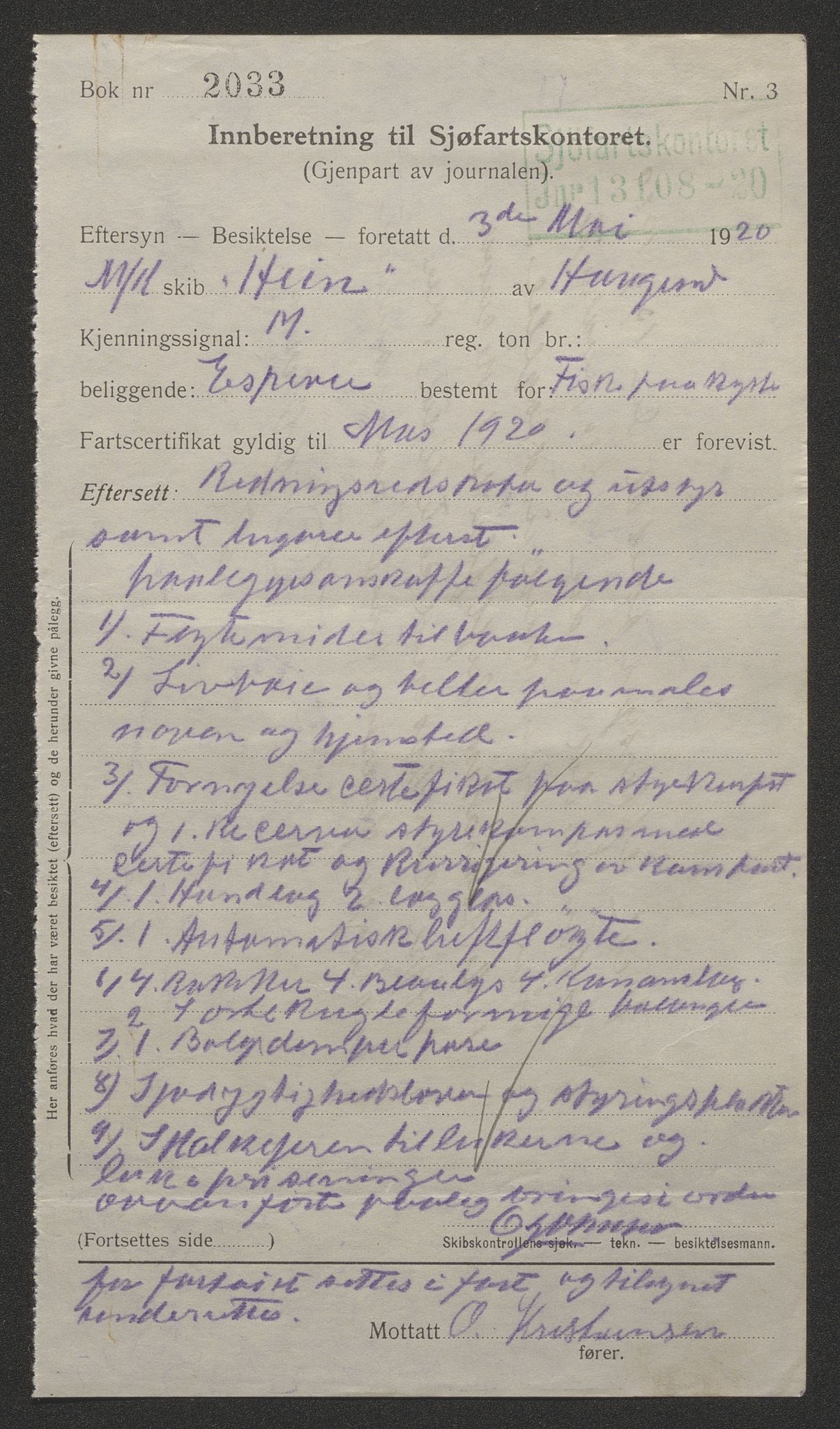 Sjøfartsdirektoratet med forløpere, skipsmapper slettede skip, RA/S-4998/F/Fa/L0483: --, 1874-1933, p. 334
