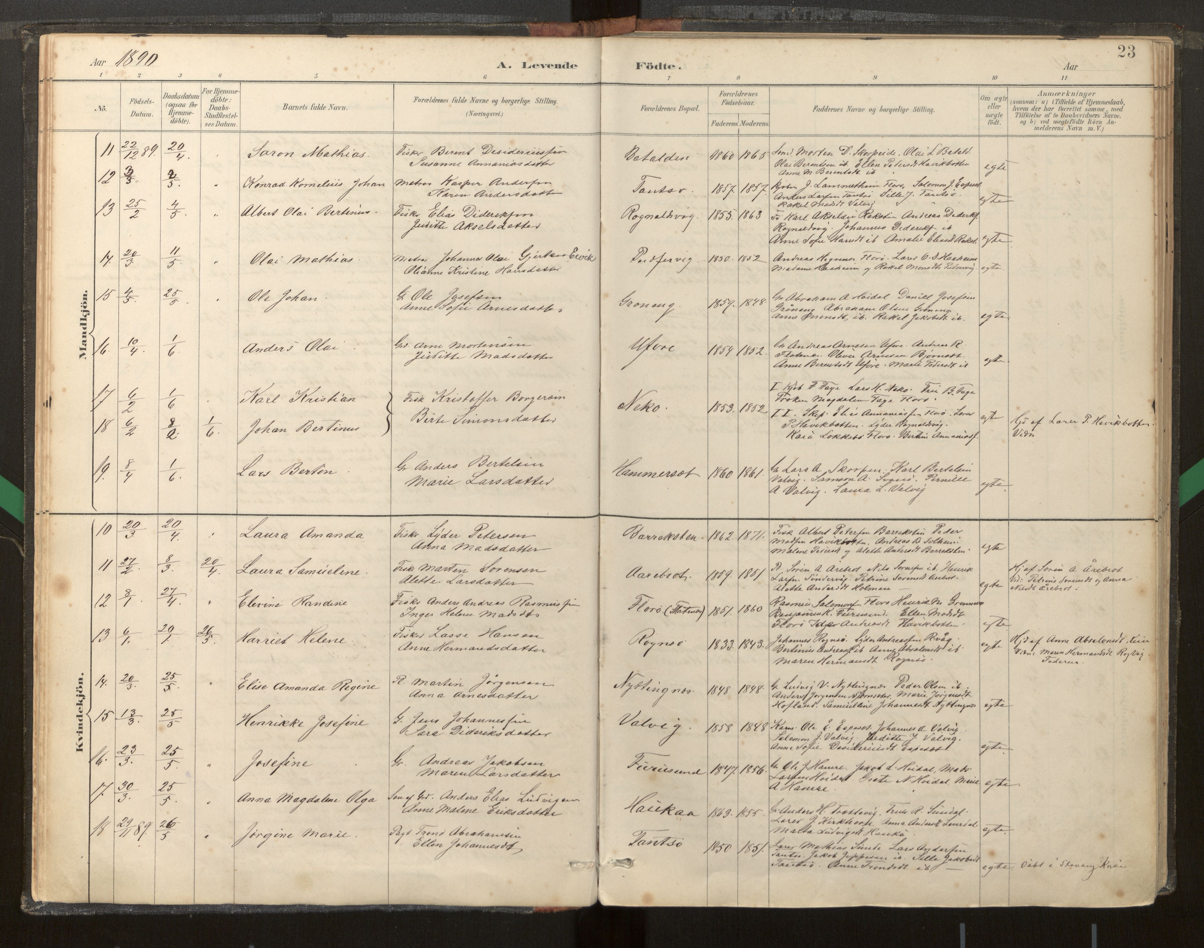 Kinn sokneprestembete, SAB/A-80801/H/Haa/Haab/L0001: Parish register (official) no. B 1, 1886-1921, p. 23