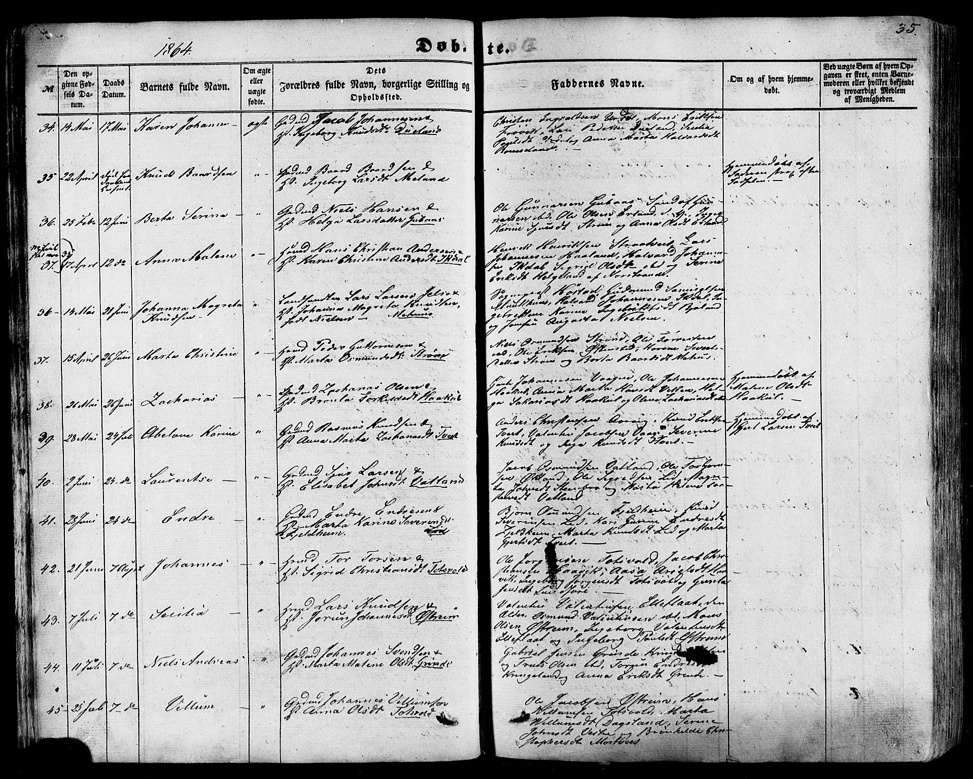 Skjold sokneprestkontor, SAST/A-101847/H/Ha/Haa/L0008: Parish register (official) no. A 8, 1856-1882, p. 35