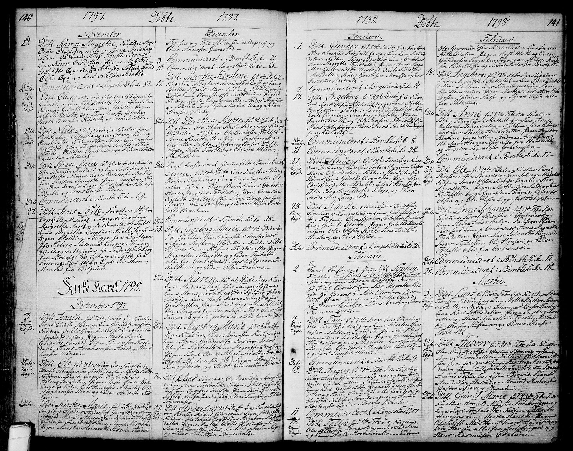 Bamble kirkebøker, SAKO/A-253/F/Fa/L0002: Parish register (official) no. I 2, 1775-1814, p. 140-141