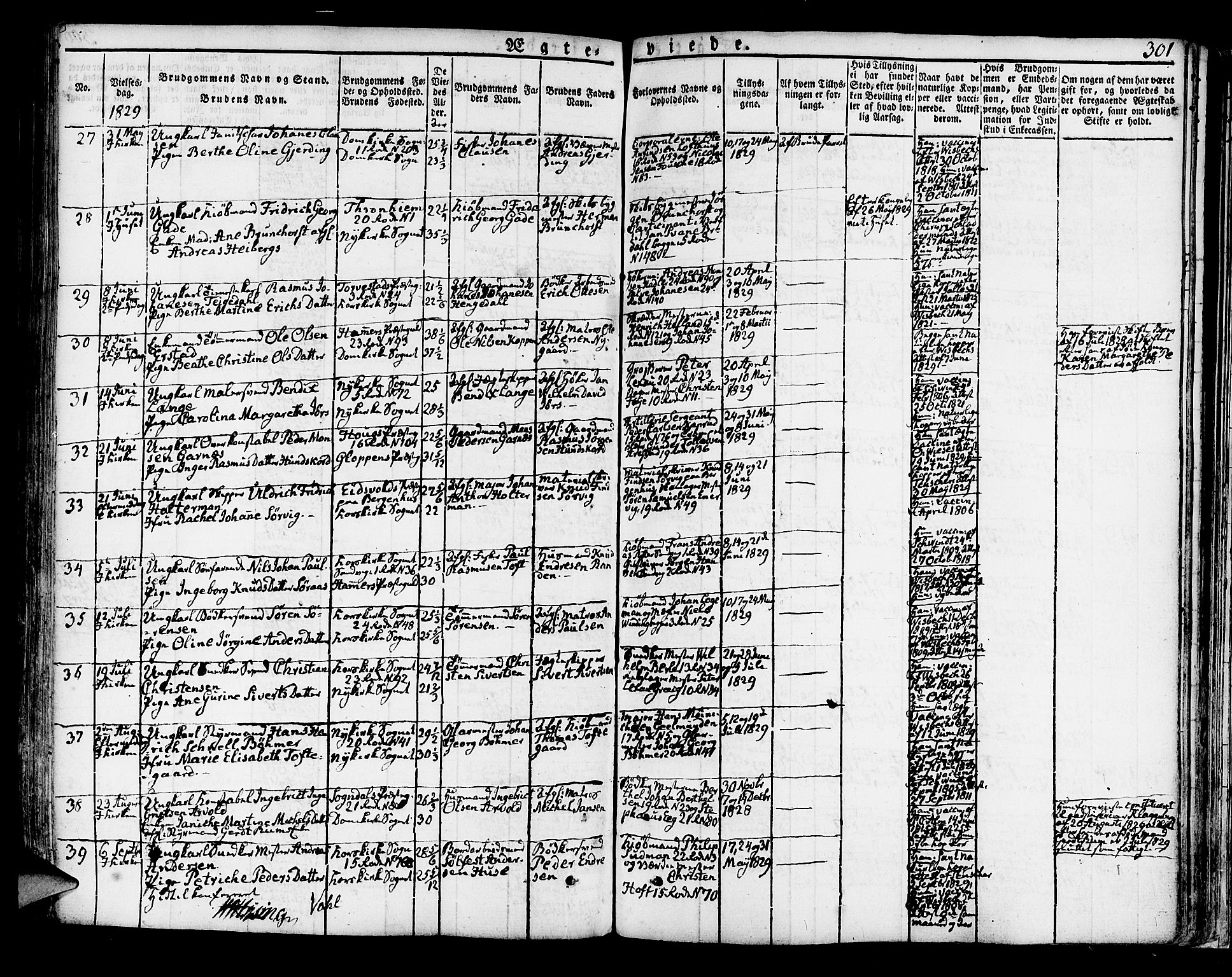 Korskirken sokneprestembete, AV/SAB-A-76101/H/Hab: Parish register (copy) no. A 3, 1821-1831, p. 301