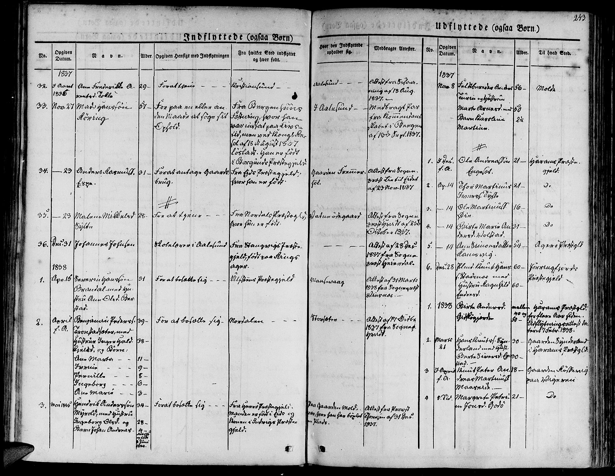 Ministerialprotokoller, klokkerbøker og fødselsregistre - Møre og Romsdal, AV/SAT-A-1454/528/L0395: Parish register (official) no. 528A06, 1828-1839, p. 243