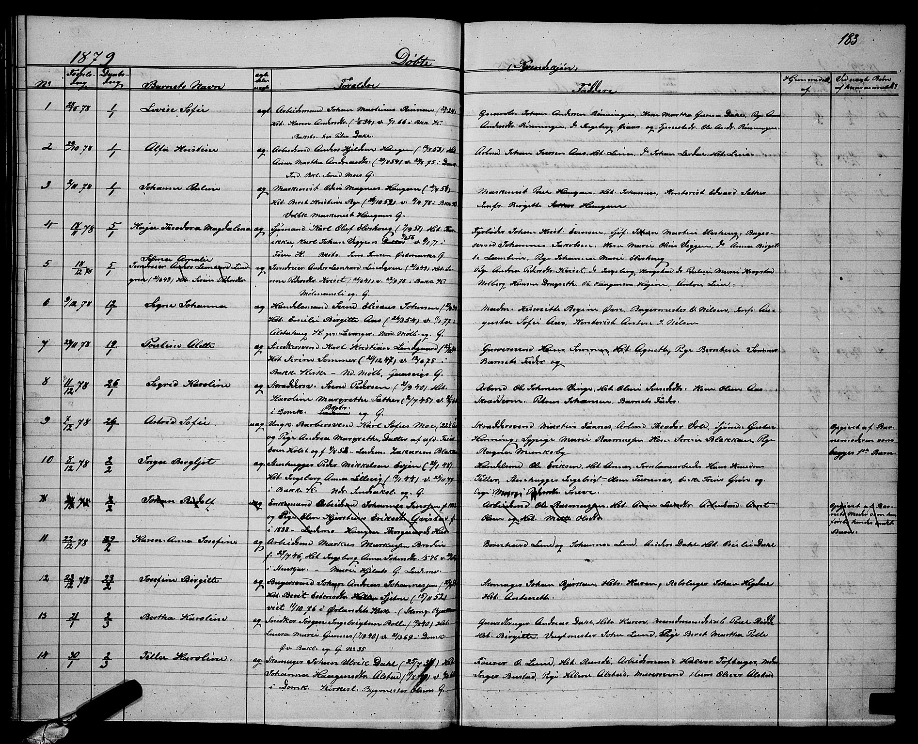 Ministerialprotokoller, klokkerbøker og fødselsregistre - Sør-Trøndelag, SAT/A-1456/604/L0220: Parish register (copy) no. 604C03, 1870-1885, p. 183