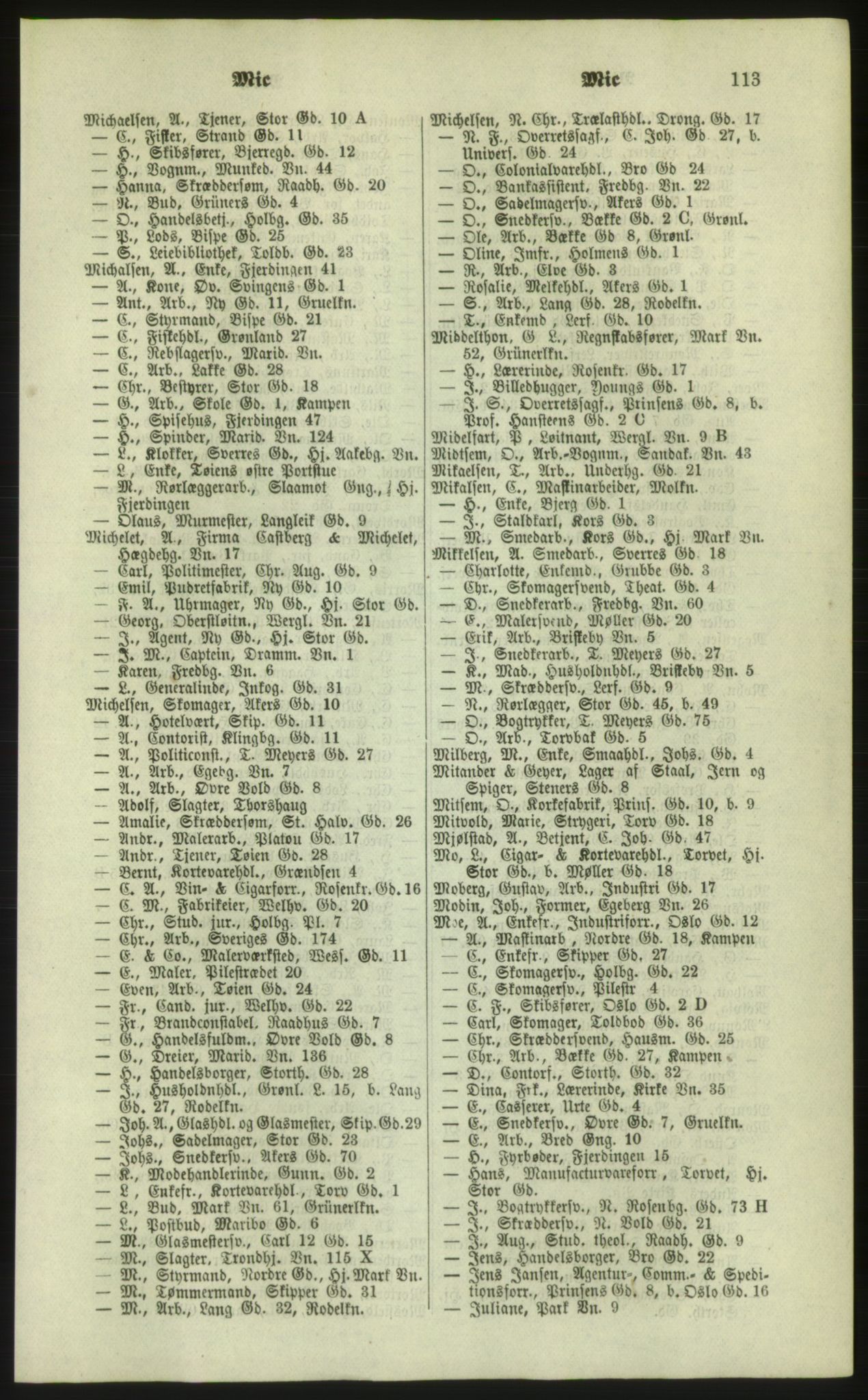 Kristiania/Oslo adressebok, PUBL/-, 1879, p. 113