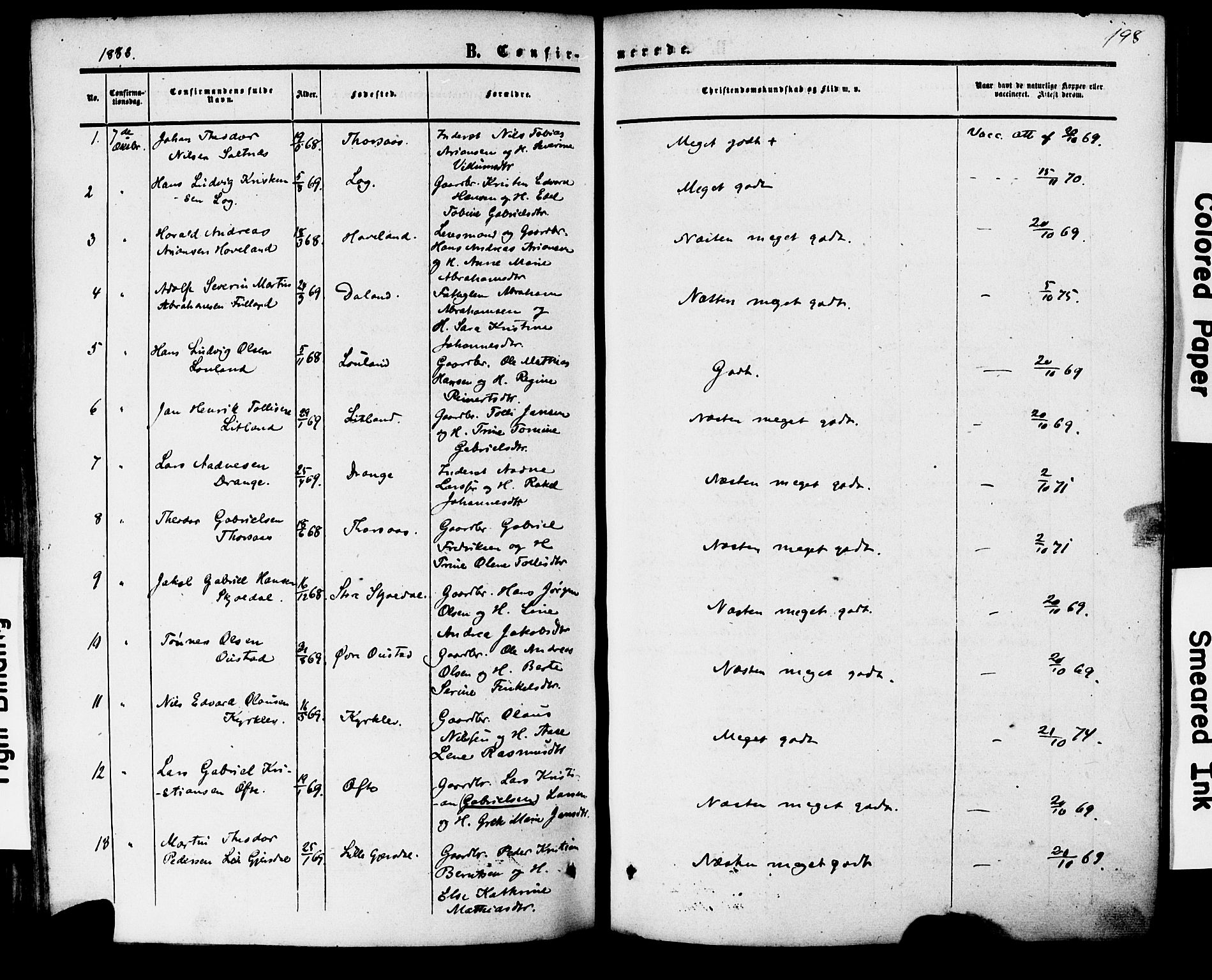 Herad sokneprestkontor, AV/SAK-1111-0018/F/Fa/Faa/L0005: Parish register (official) no. A 5, 1853-1886, p. 198