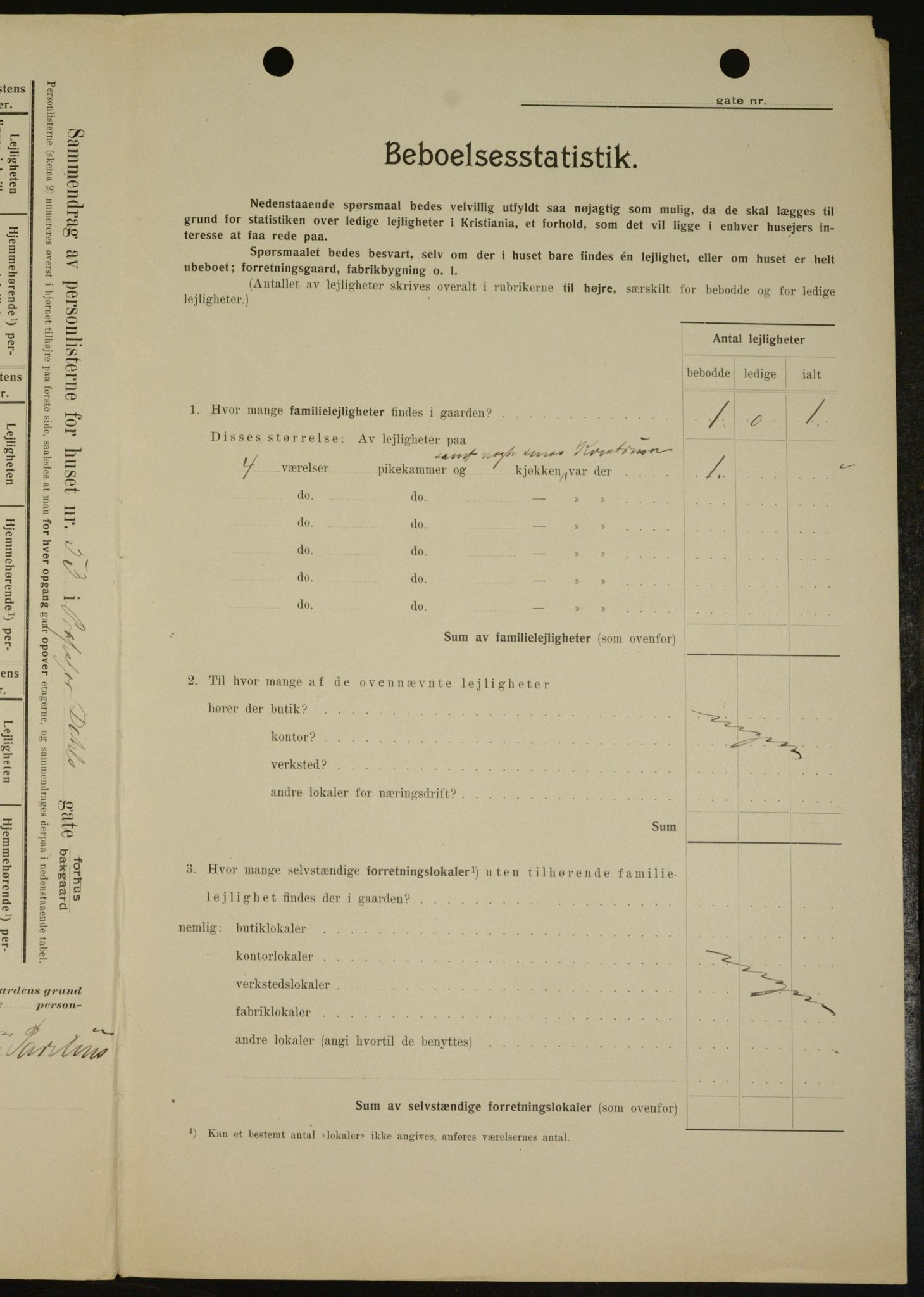 OBA, Municipal Census 1909 for Kristiania, 1909, p. 74118