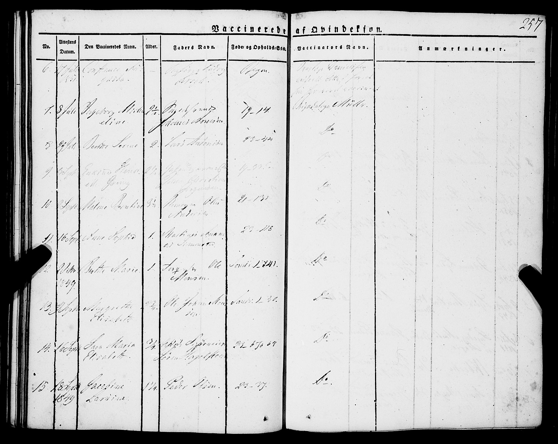Korskirken sokneprestembete, SAB/A-76101/H/Haa/L0050: Parish register (official) no. F 1, 1821-1869, p. 257
