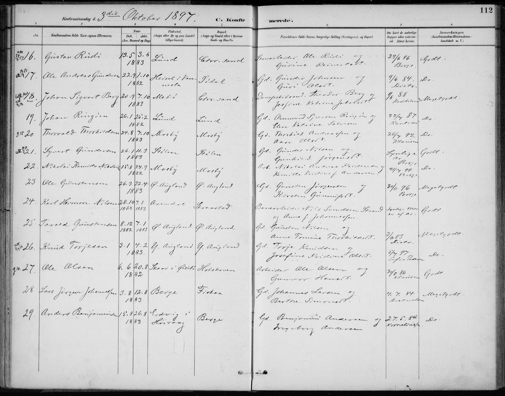 Oddernes sokneprestkontor, AV/SAK-1111-0033/F/Fa/Faa/L0010: Parish register (official) no. A 10, 1897-1911, p. 112