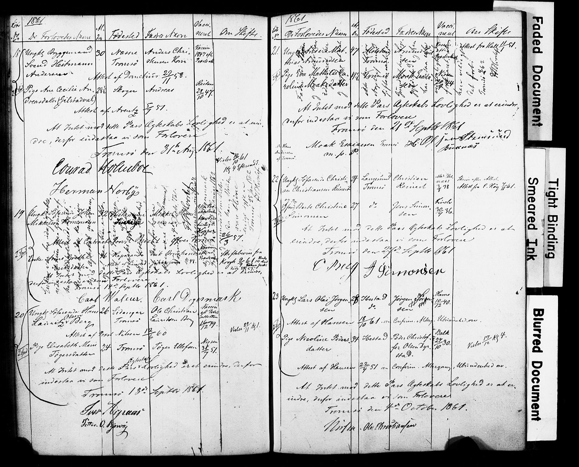 Tromsø sokneprestkontor/stiftsprosti/domprosti, AV/SATØ-S-1343/H/Hc/L0097: Banns register no. 97, 1851-1872