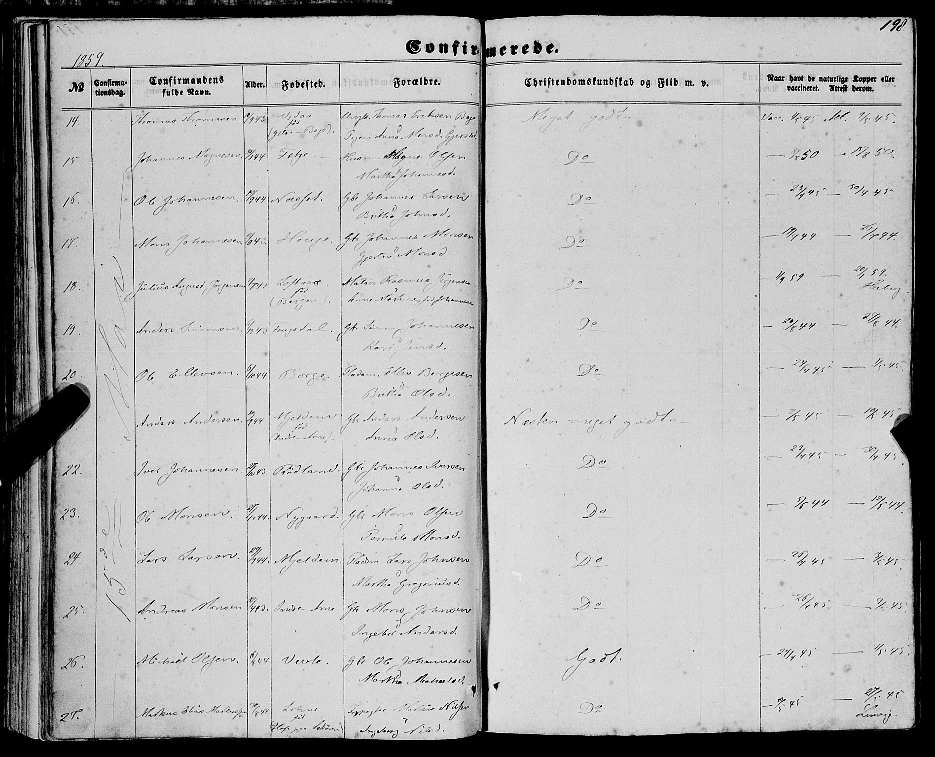 Haus sokneprestembete, AV/SAB-A-75601/H/Haa: Parish register (official) no. A 17, 1858-1870, p. 198