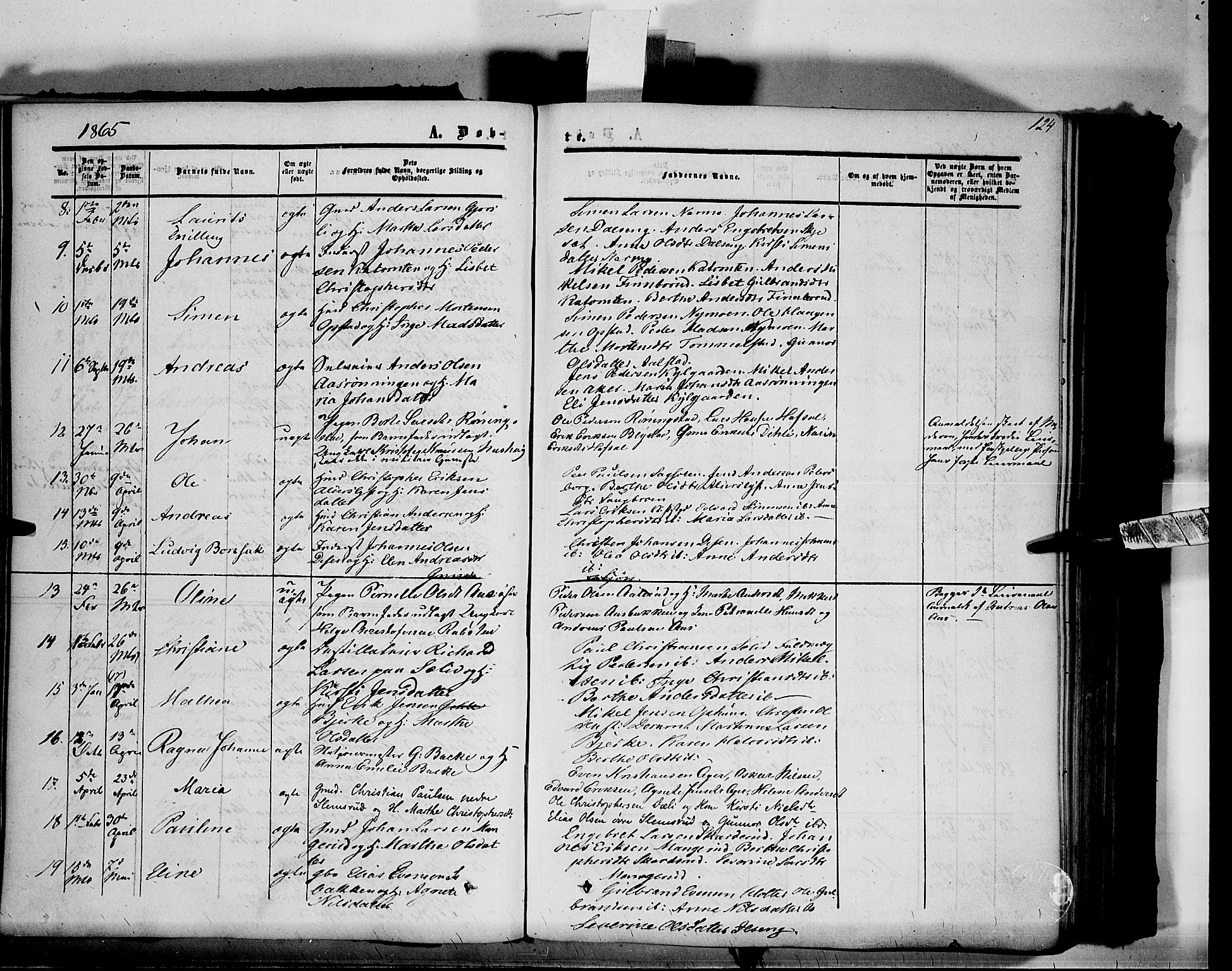 Vang prestekontor, Hedmark, AV/SAH-PREST-008/H/Ha/Haa/L0012: Parish register (official) no. 12, 1855-1870, p. 124