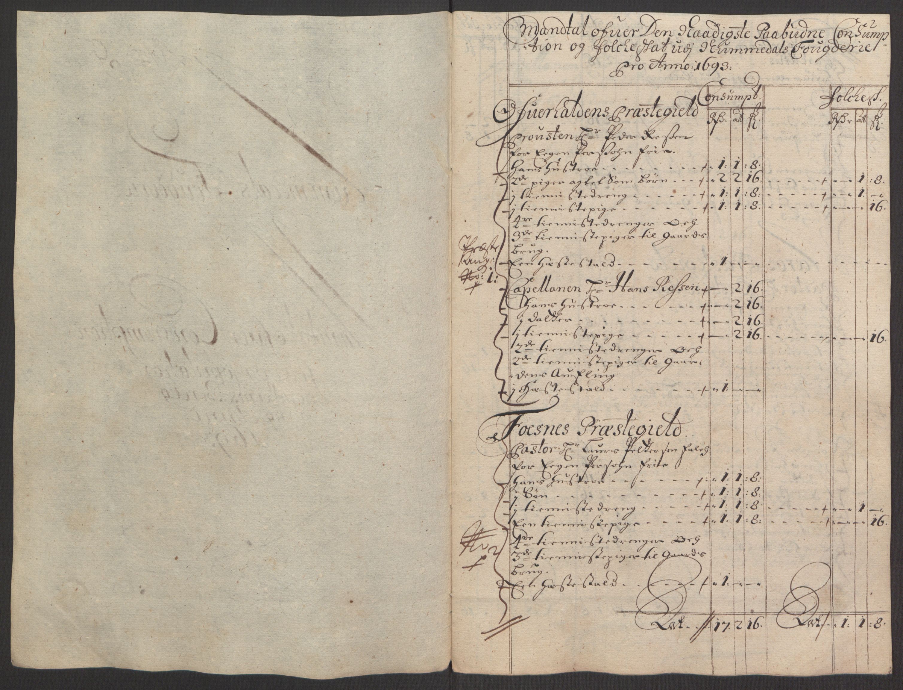 Rentekammeret inntil 1814, Reviderte regnskaper, Fogderegnskap, RA/EA-4092/R64/L4424: Fogderegnskap Namdal, 1692-1695, p. 269
