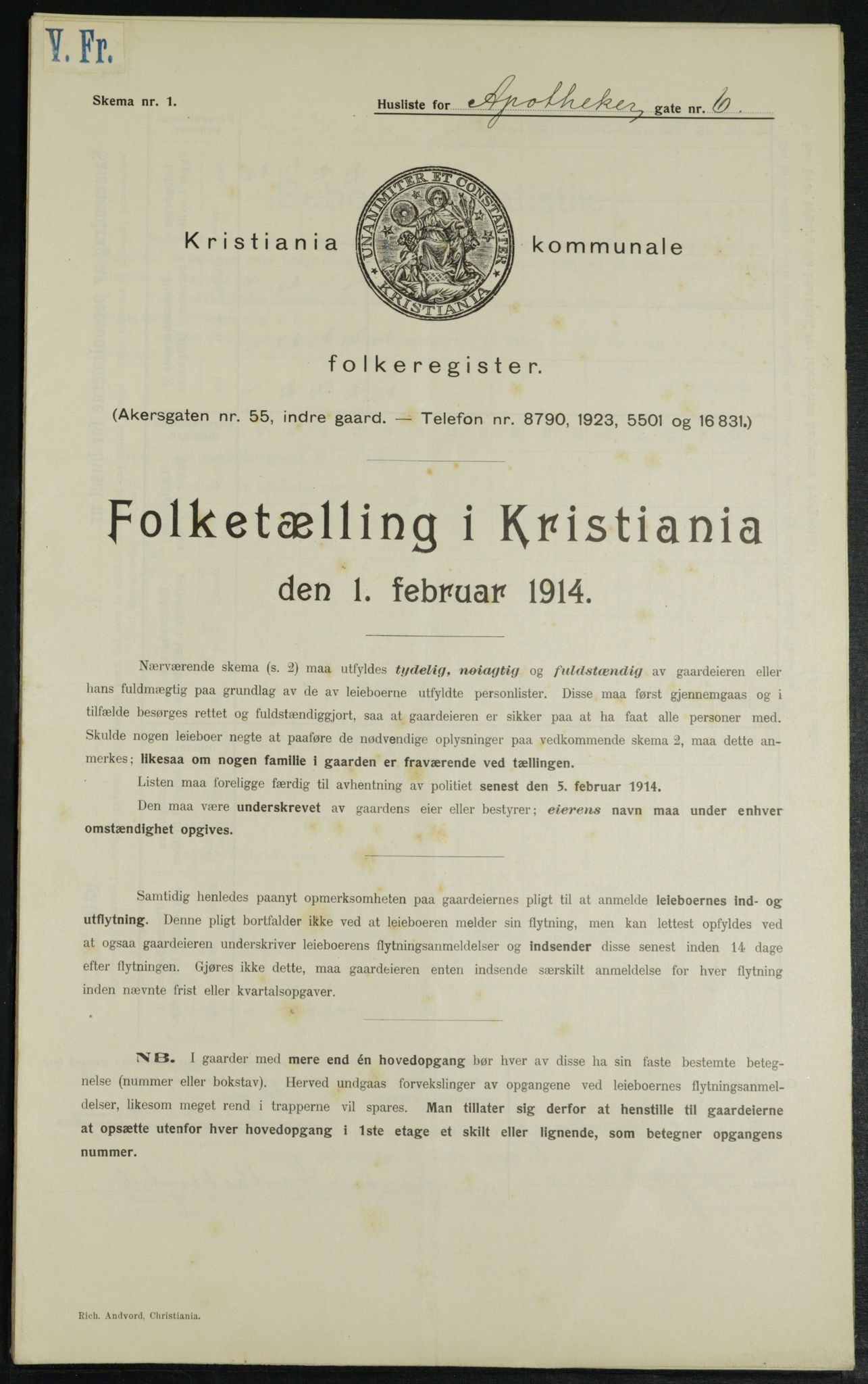 OBA, Municipal Census 1914 for Kristiania, 1914, p. 1428