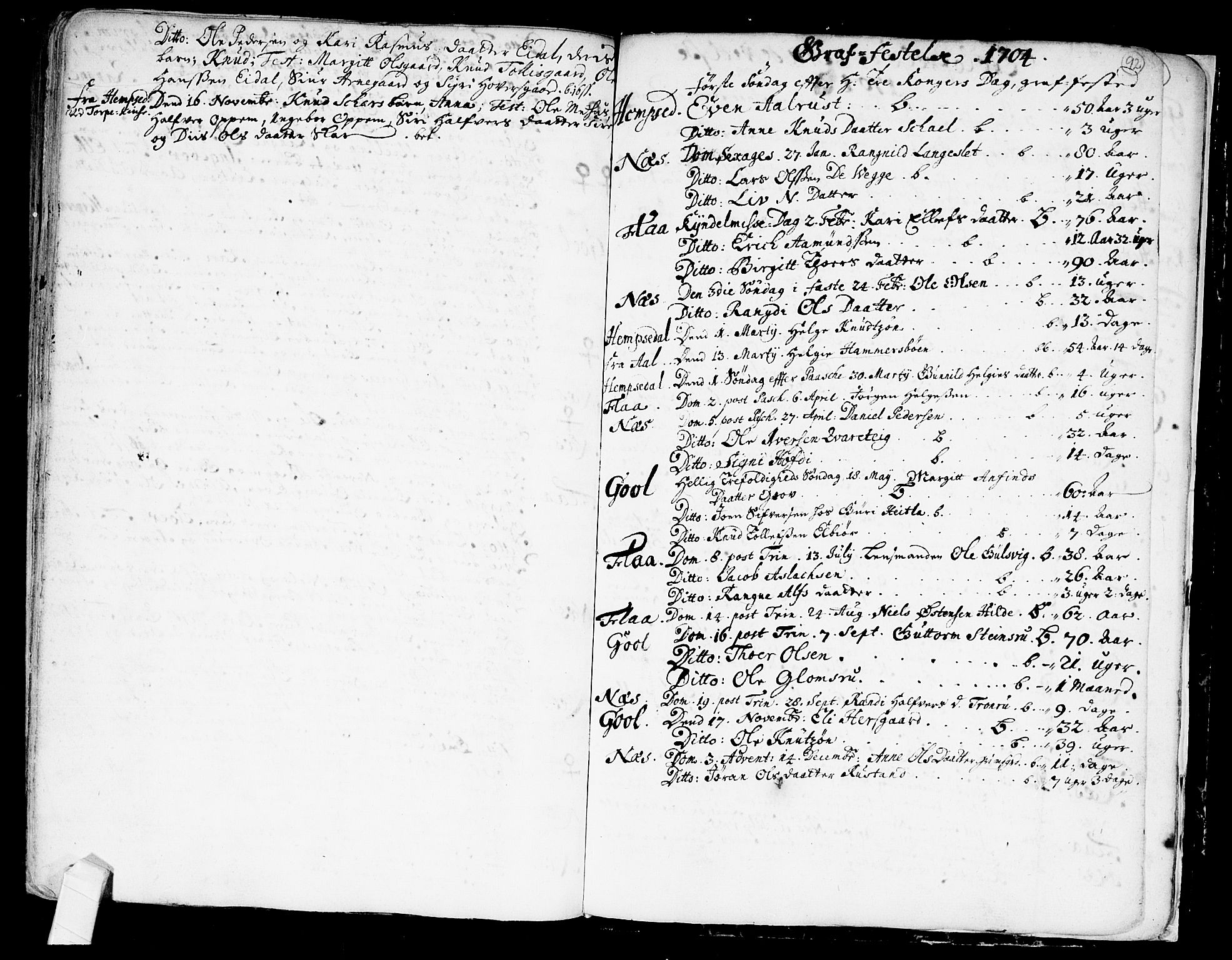 Nes kirkebøker, AV/SAKO-A-236/F/Fa/L0001: Parish register (official) no. 1, 1693-1706, p. 92