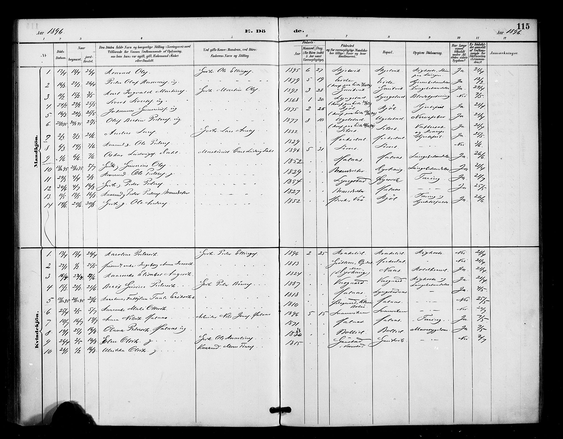 Ministerialprotokoller, klokkerbøker og fødselsregistre - Møre og Romsdal, AV/SAT-A-1454/571/L0836: Parish register (official) no. 571A01, 1884-1899, p. 115