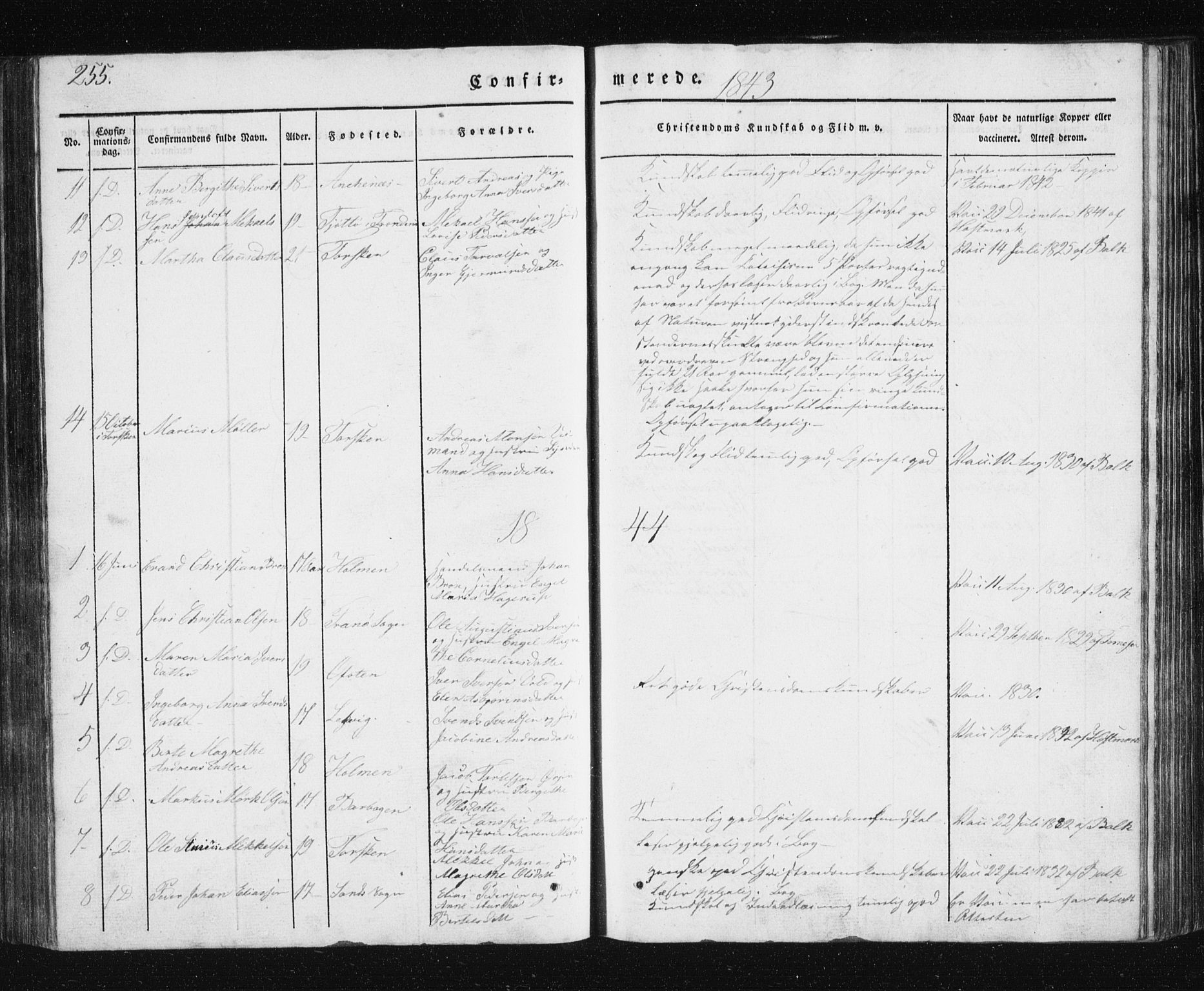 Berg sokneprestkontor, SATØ/S-1318/G/Ga/Gab/L0011klokker: Parish register (copy) no. 11, 1833-1878, p. 255