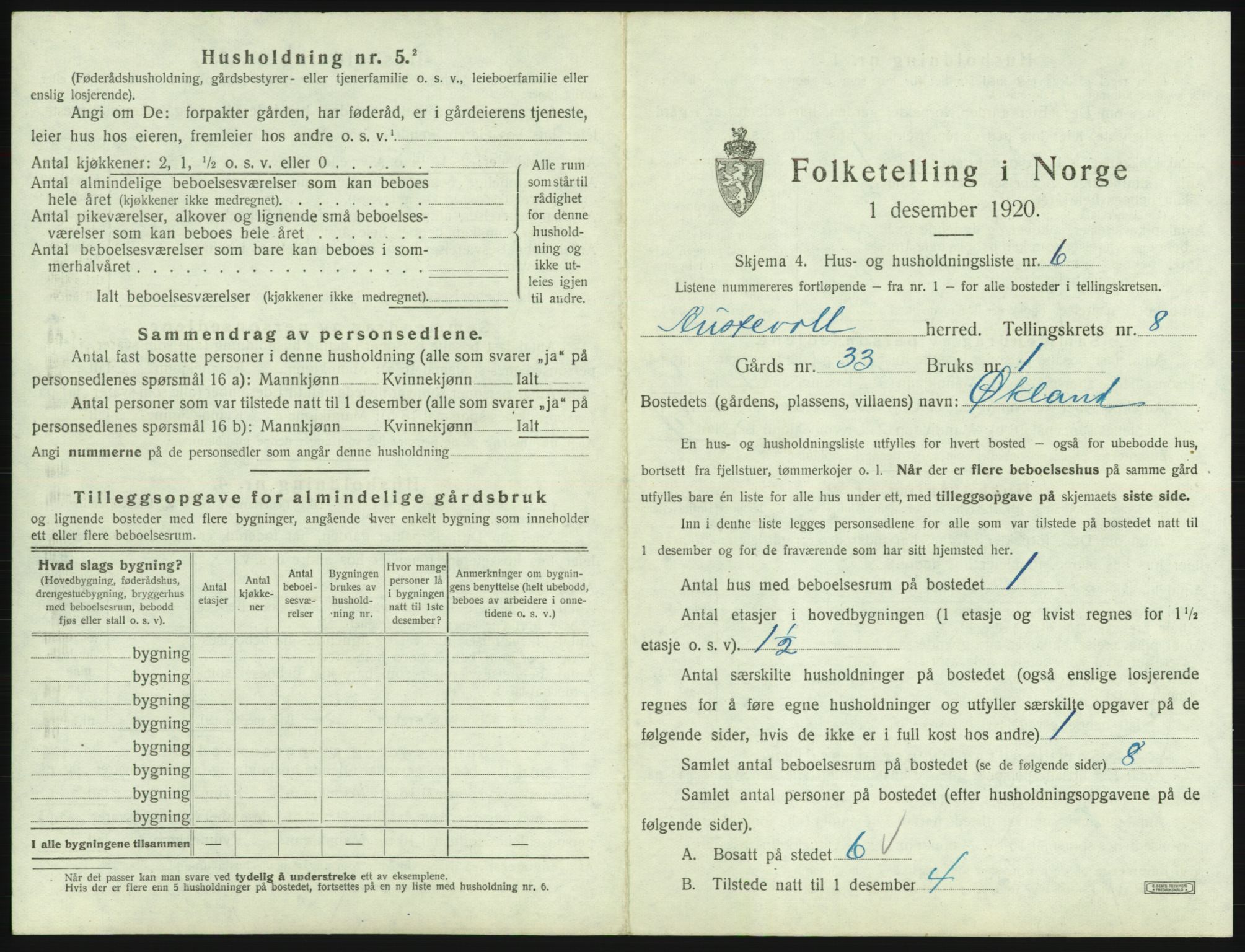 SAB, 1920 census for Austevoll, 1920, p. 490