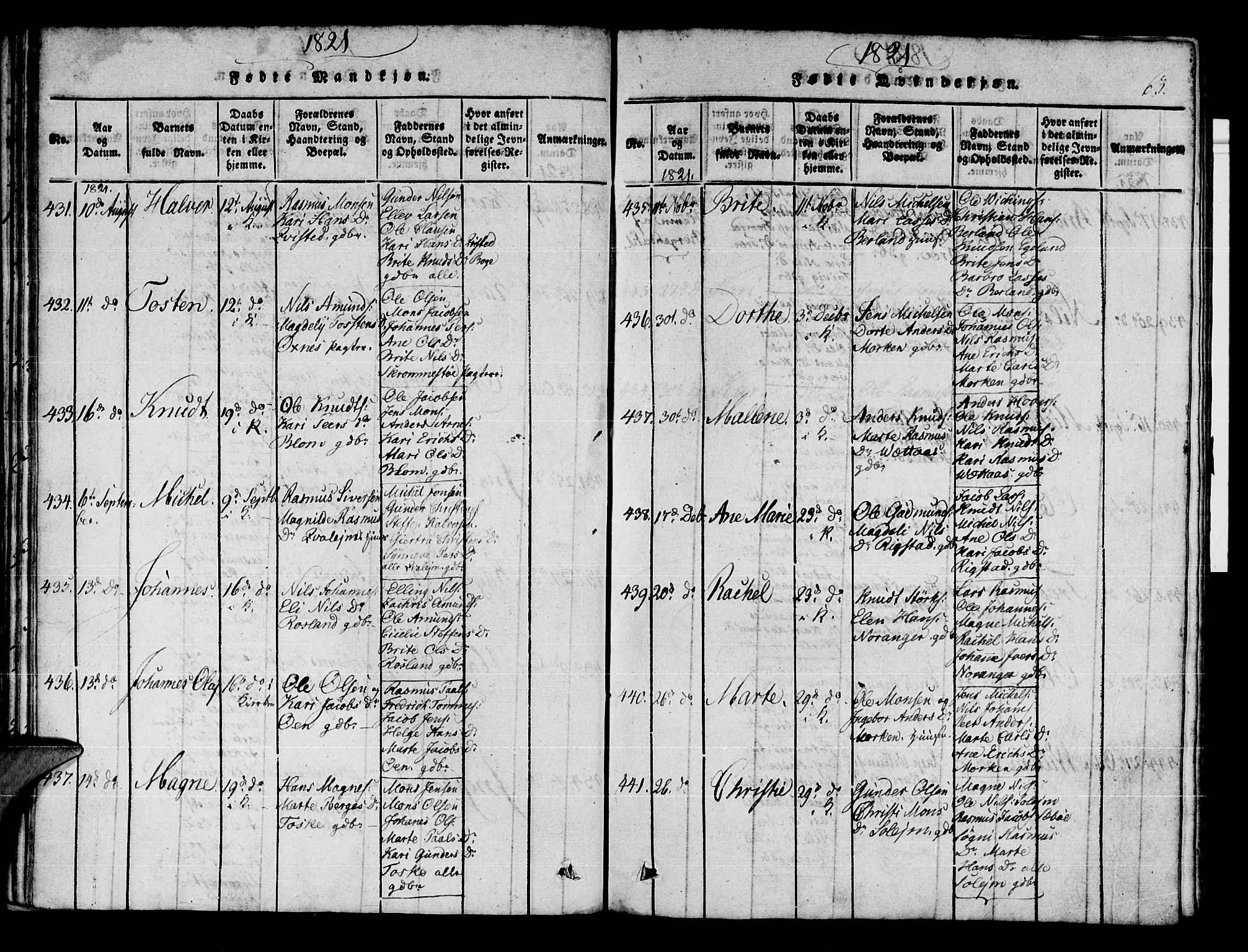 Manger sokneprestembete, SAB/A-76801/H/Haa: Parish register (official) no. A 3, 1816-1824, p. 63
