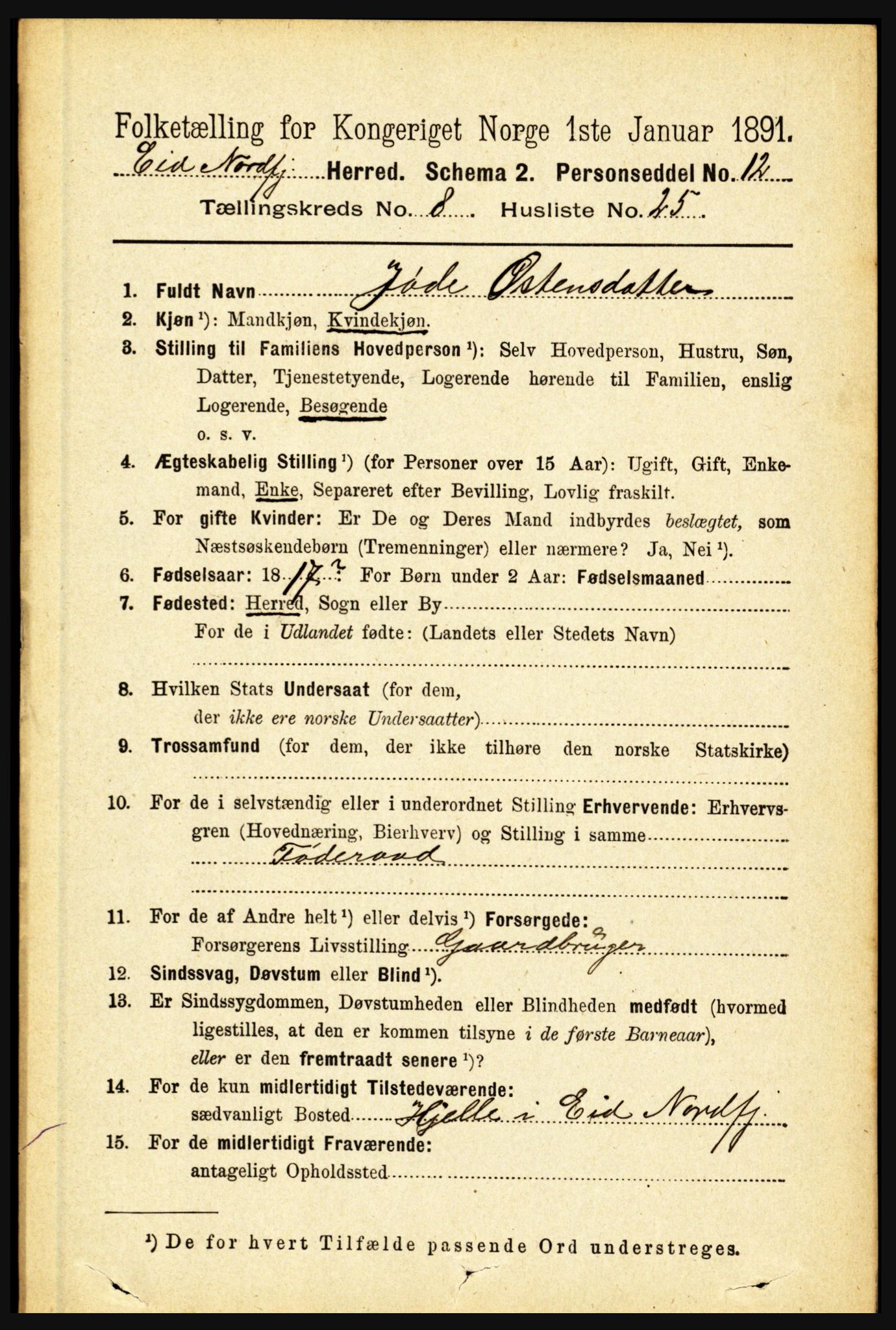 RA, 1891 census for 1443 Eid, 1891, p. 2141