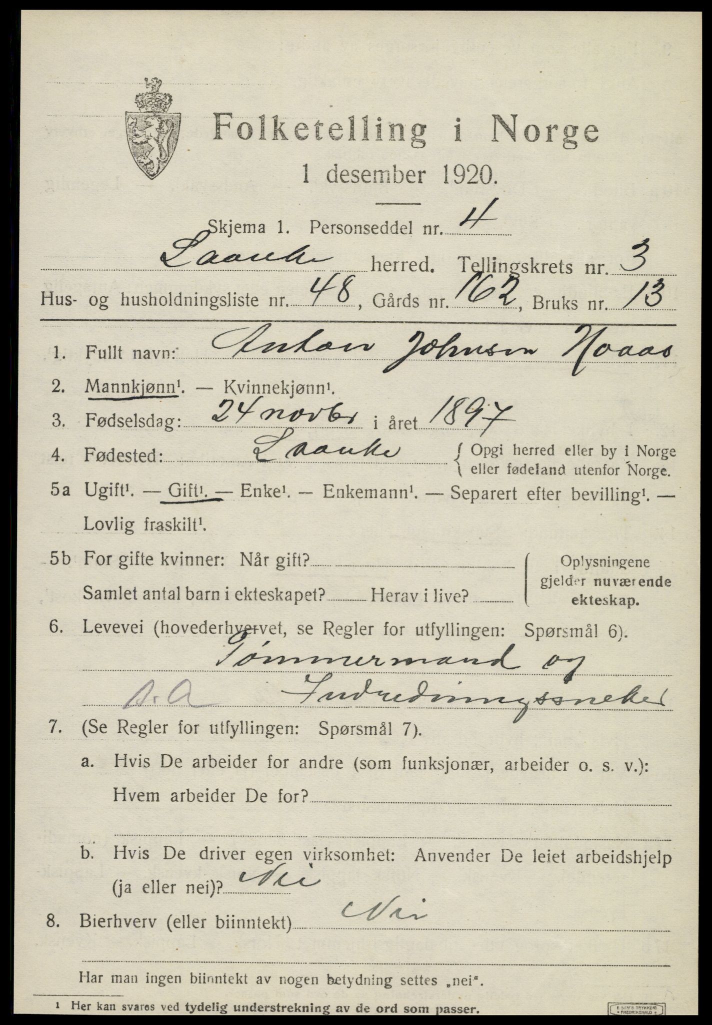 SAT, 1920 census for Lånke, 1920, p. 2278