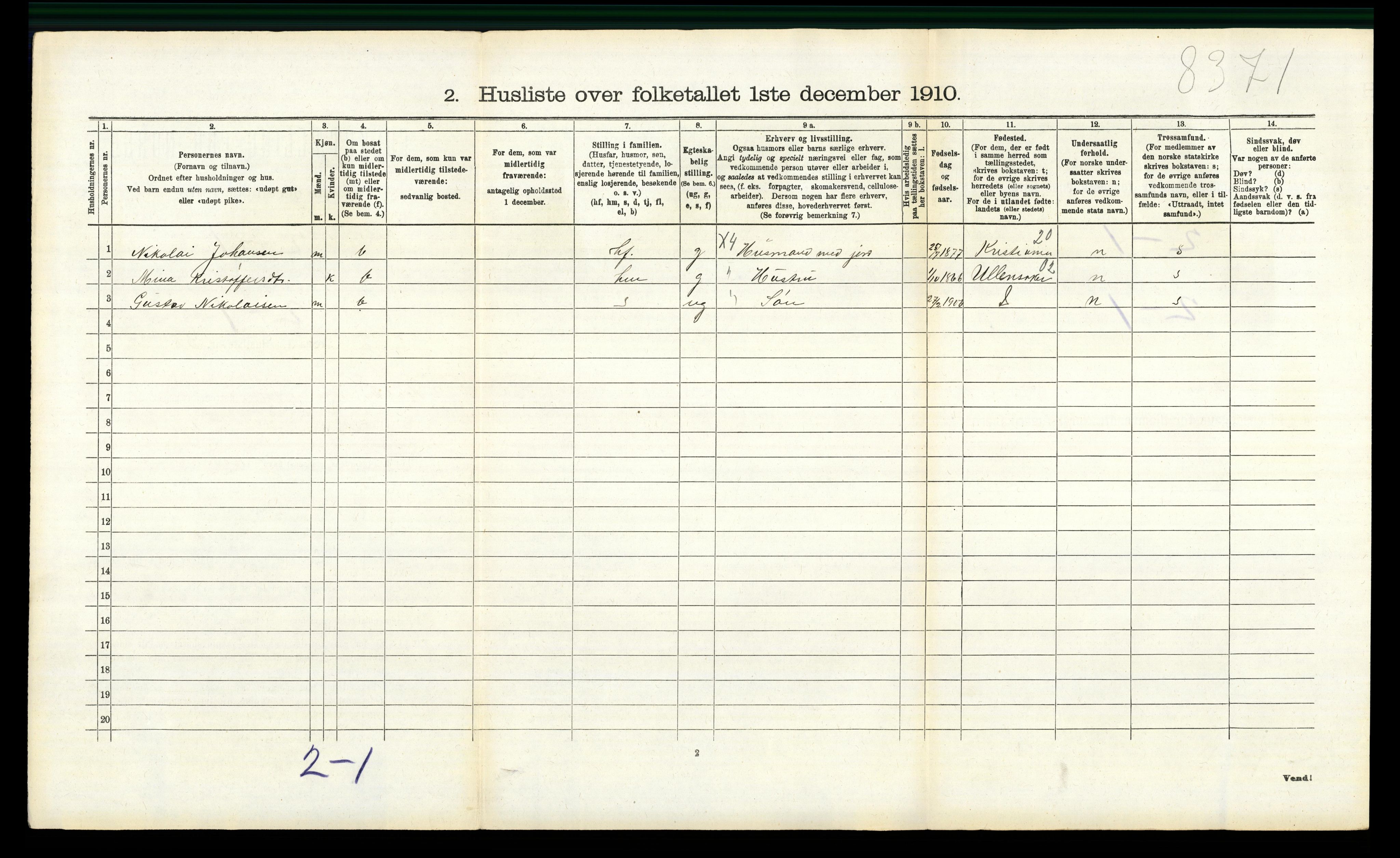 RA, 1910 census for Nannestad, 1910, p. 314