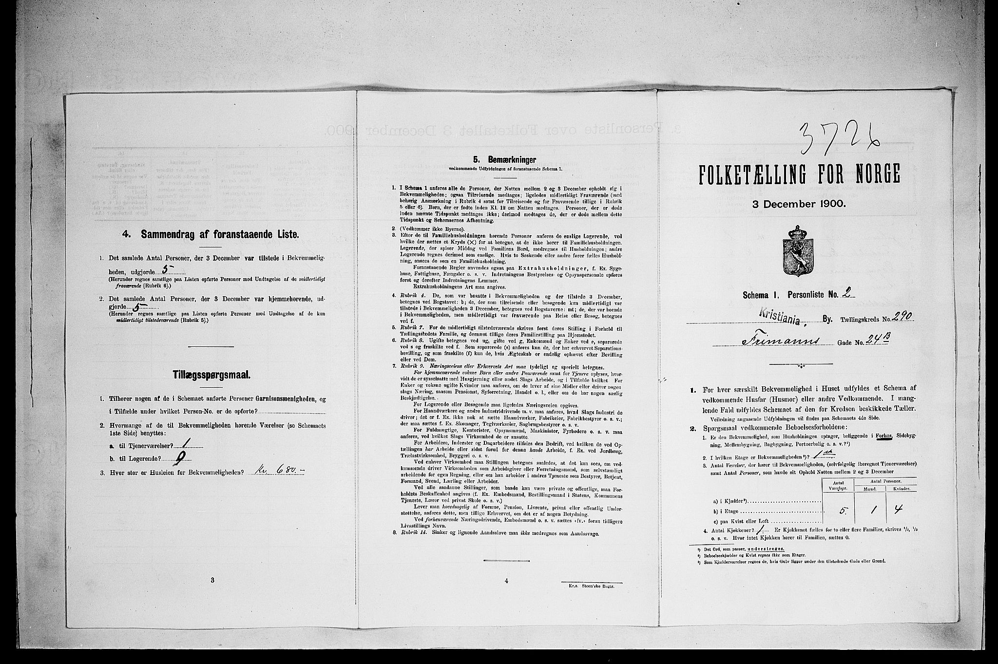 SAO, 1900 census for Kristiania, 1900, p. 25431